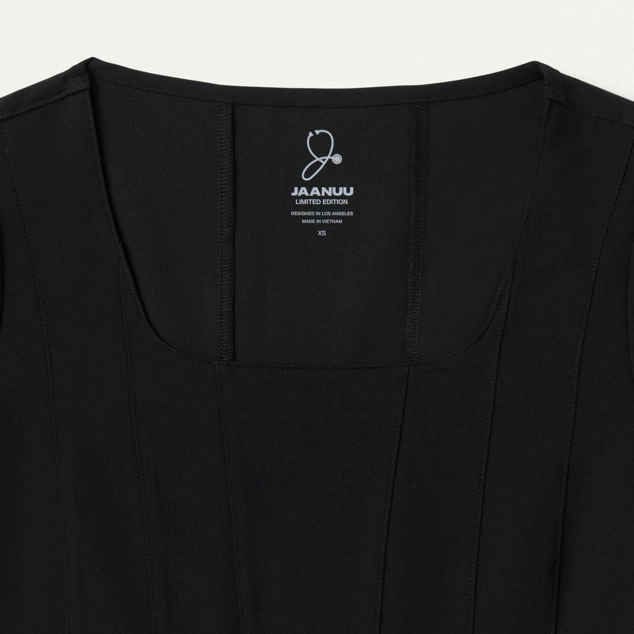 Emery Slim Square-Neck Scrub Top - Black