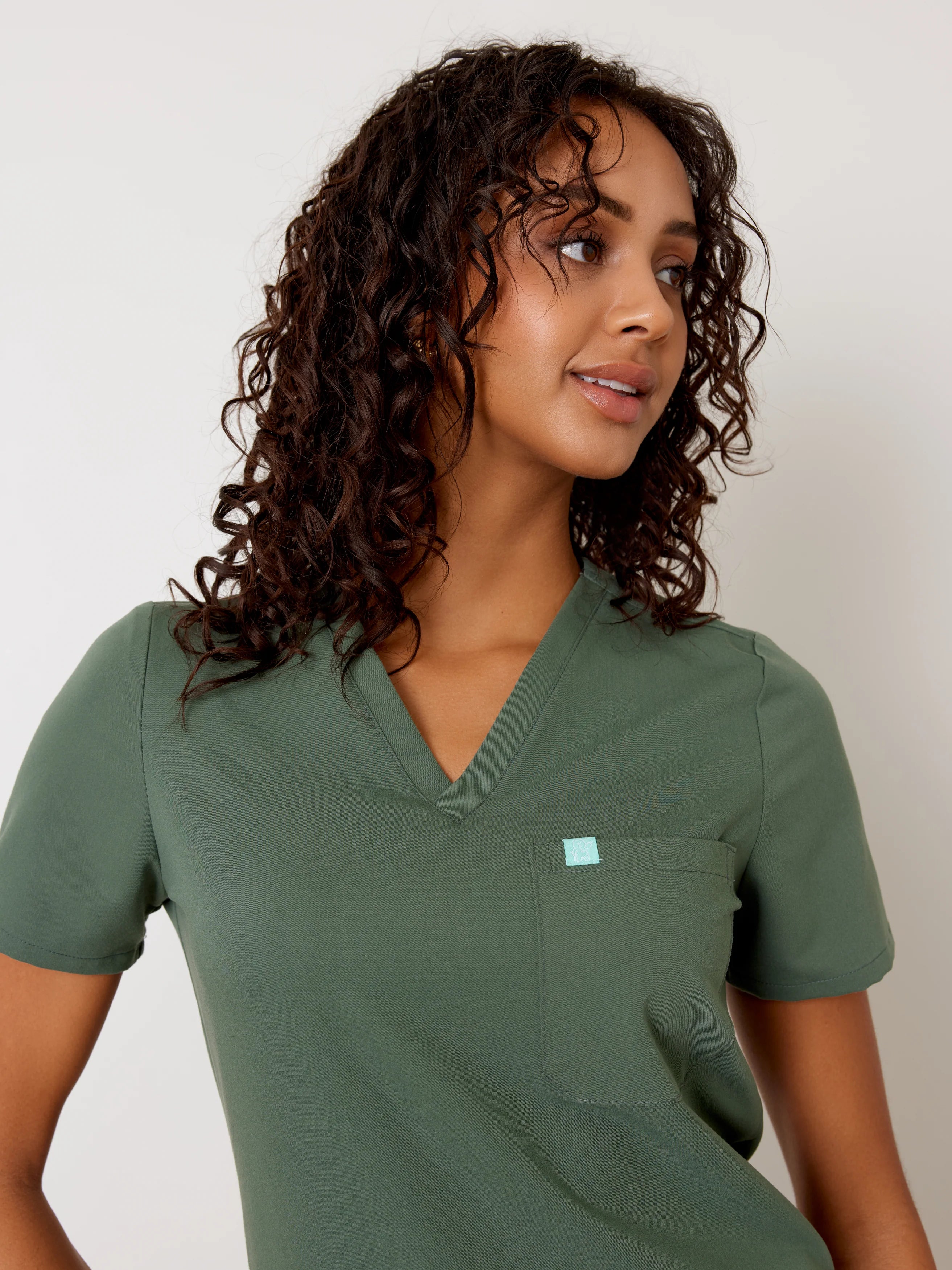 GABRIELLE RE-GARDE™ - EUCALYPTUS - One Pocket Scrub Top - SILVADUR™ - Final Sale