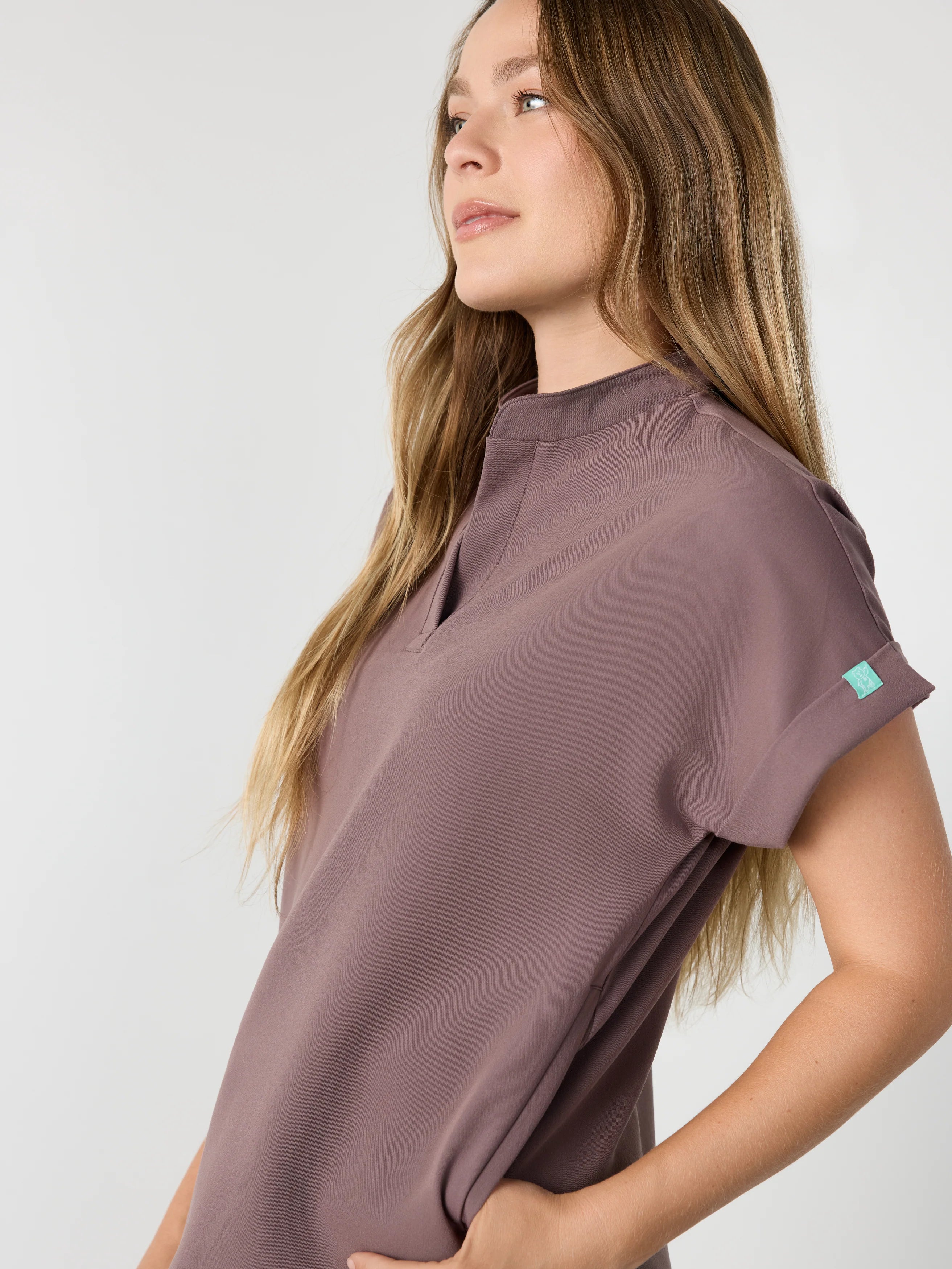 CHARLIE RE-GARDE™ - SOFT PLUM - Mandarine Collar Scrub Top - SILVADUR™