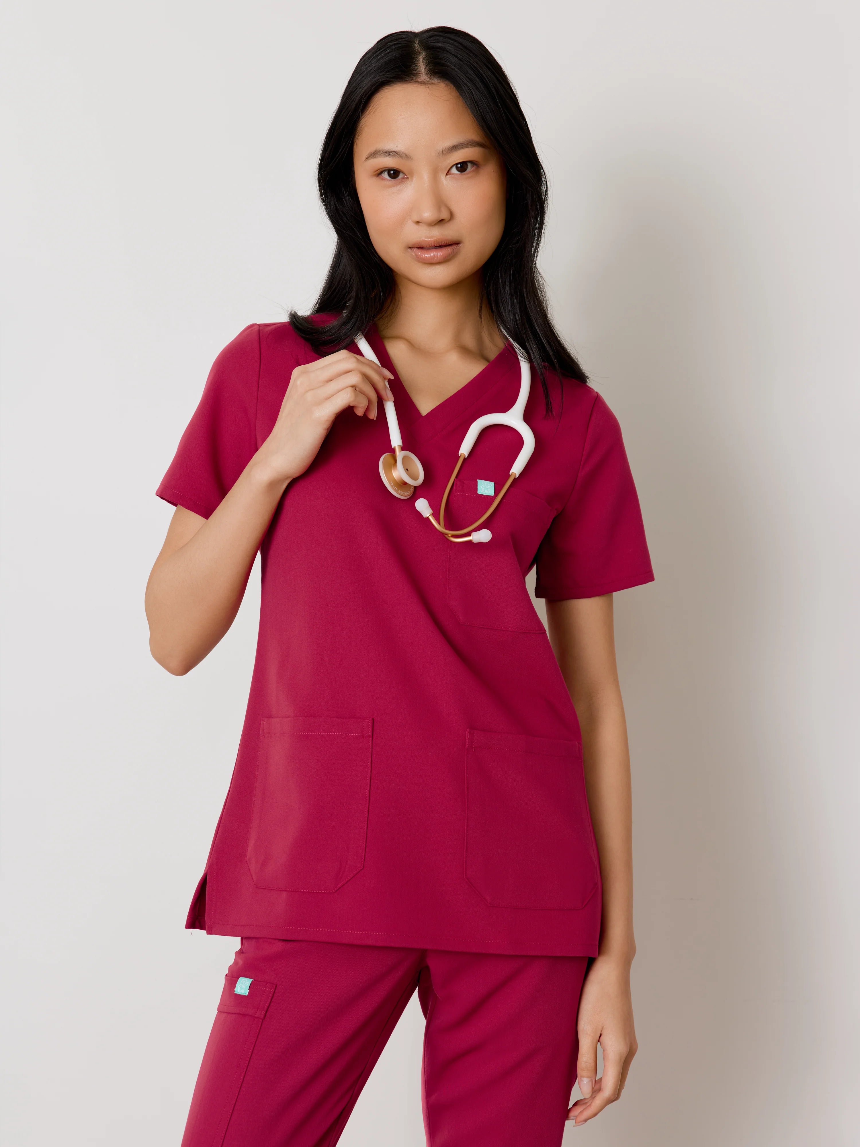 CHLOE RE-GARDE™ - WILD BERRY - Three Pockets Scrub Top - SILVADUR™ - Final Sale