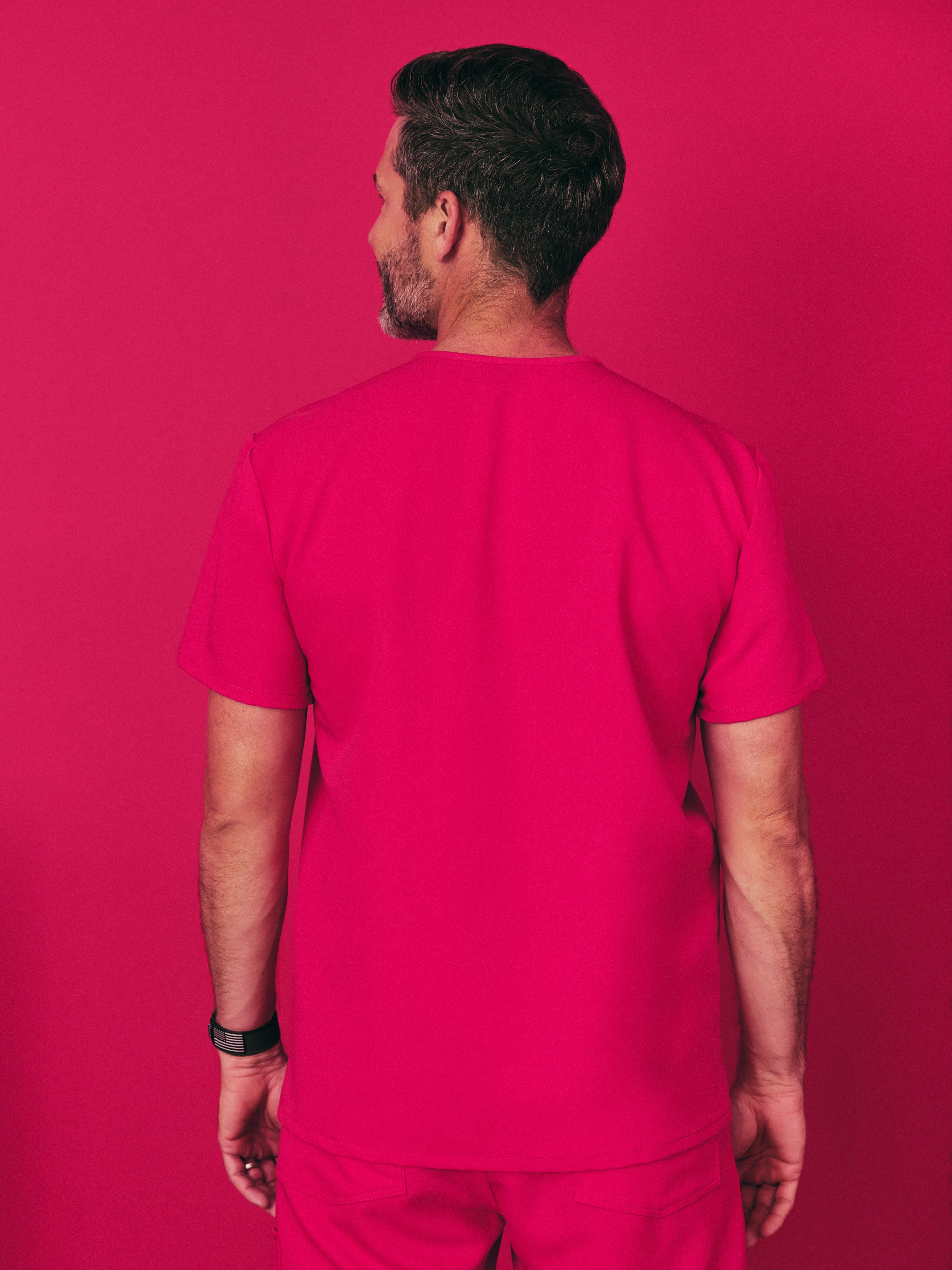 ZACK RE-GARDE™ - VIBRANT FUCHSIA - Three Pockets Men's Scrub Top - SILVADUR™