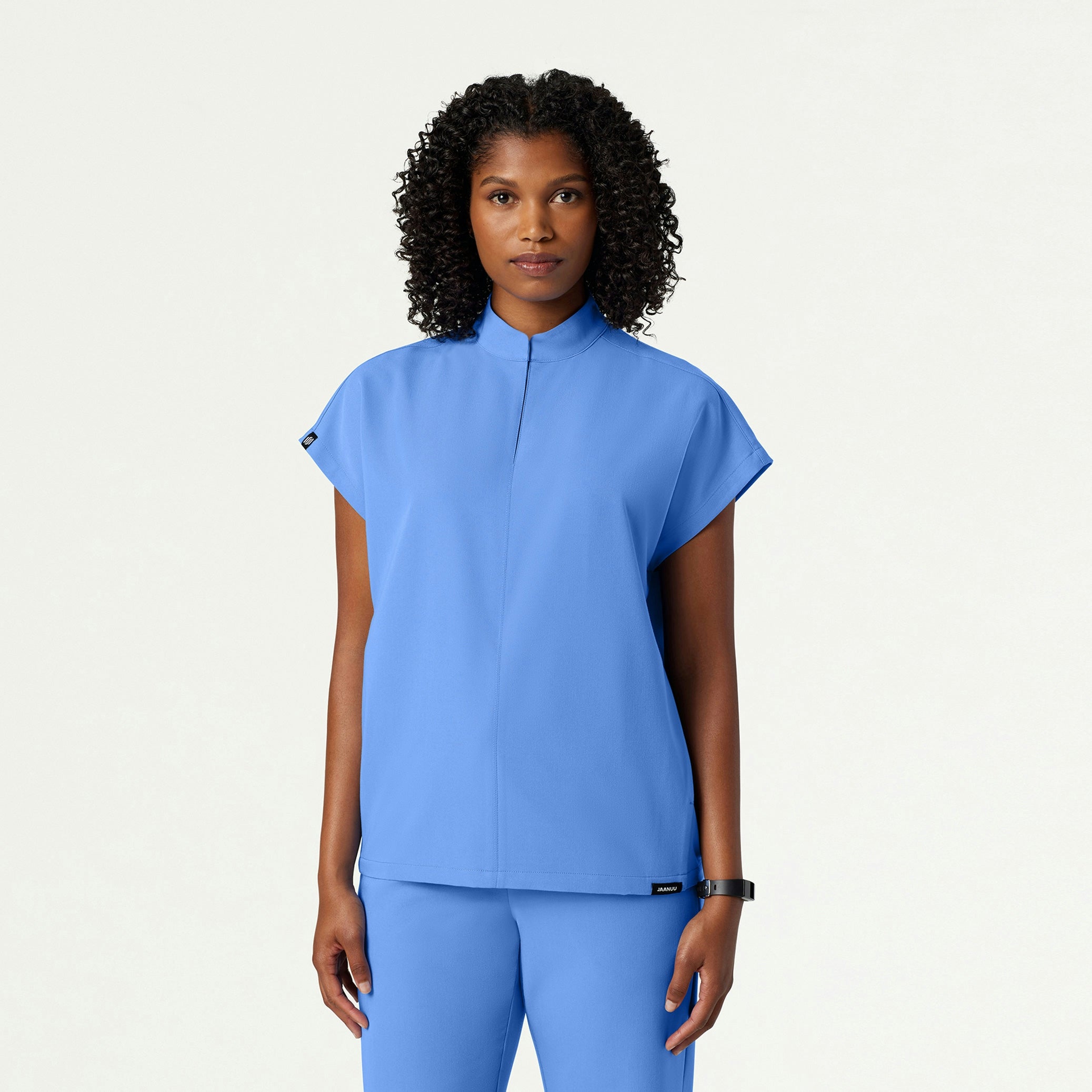 Aris Oversized 2-Pocket Scrub Top - Ceil Blue