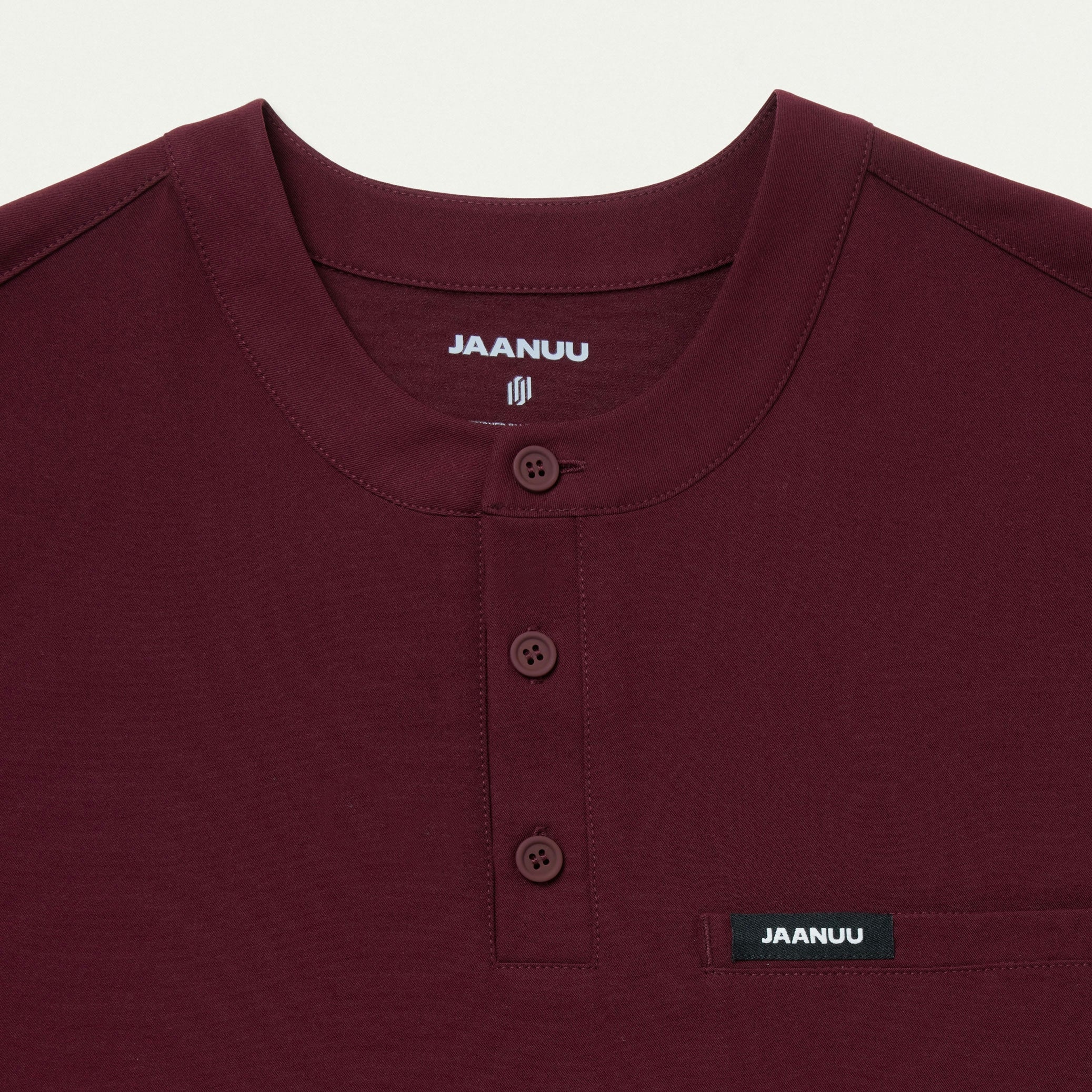 Reeve Henley Scrub Top - Burgundy
