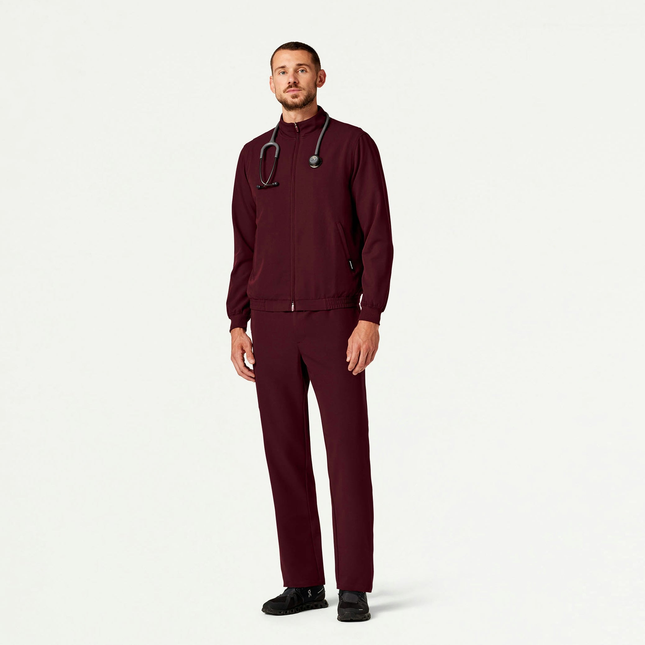 Wolfe Everyday 6-Pocket Scrub Jacket - Burgundy