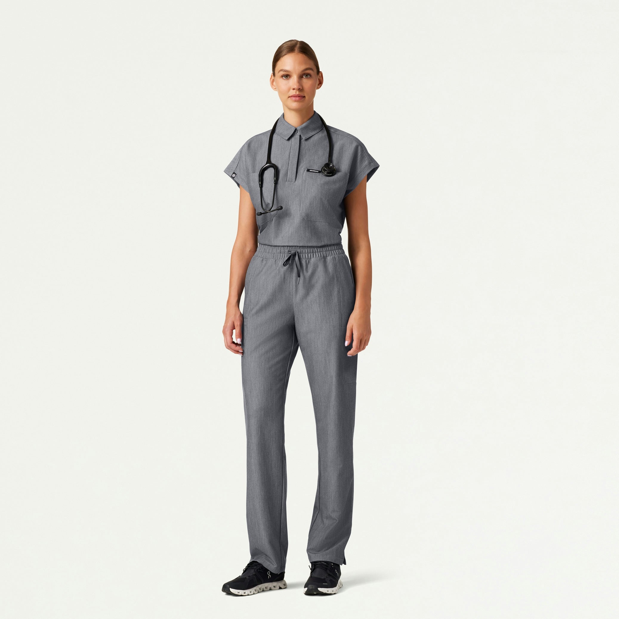 Acta Oversized 2-Pocket Scrub Top - Heather Gray