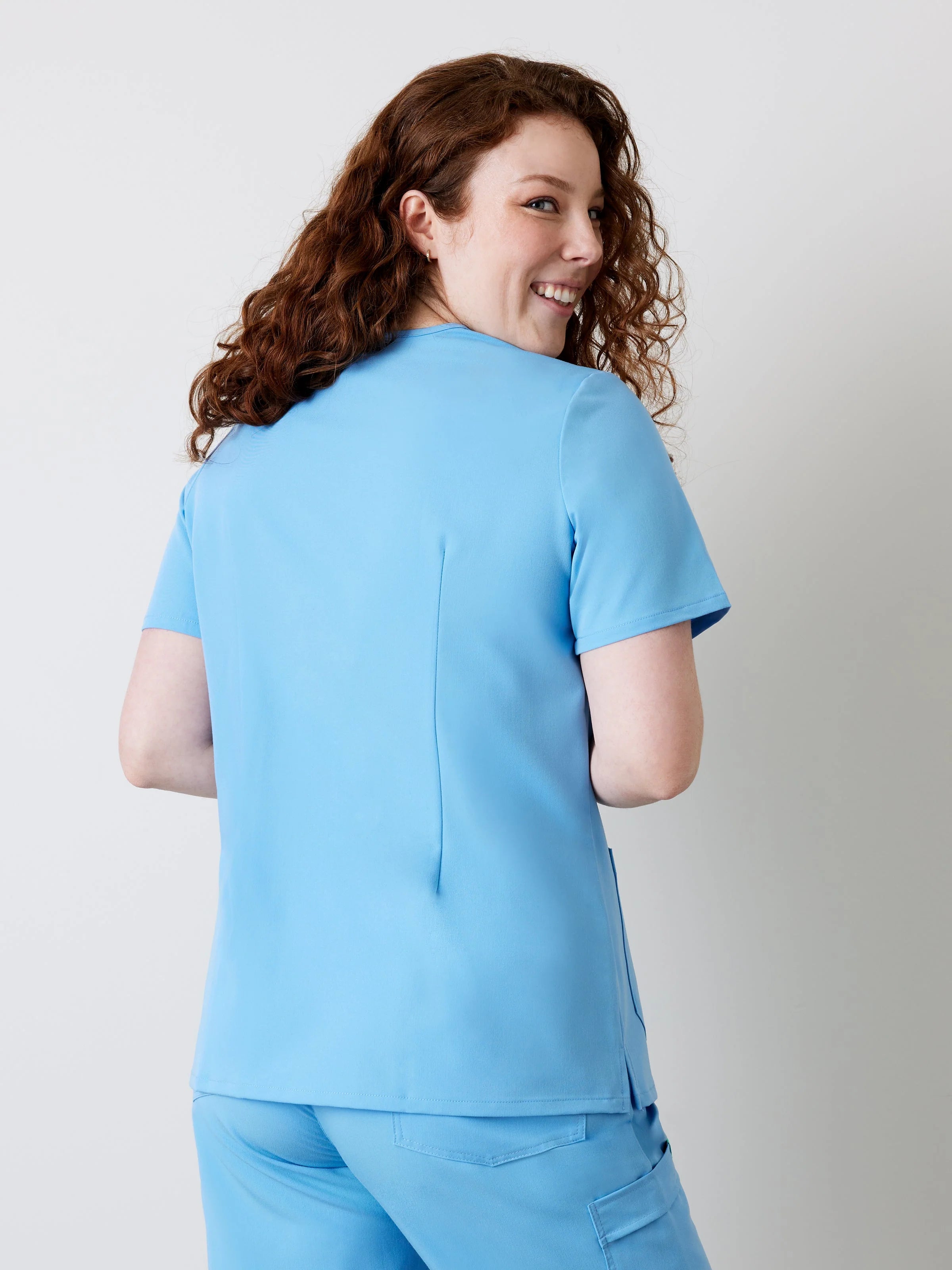 CHLOE RE-GARDE™ - CLASSIC BLUE - Three Pockets Scrub Top - SILVADUR™