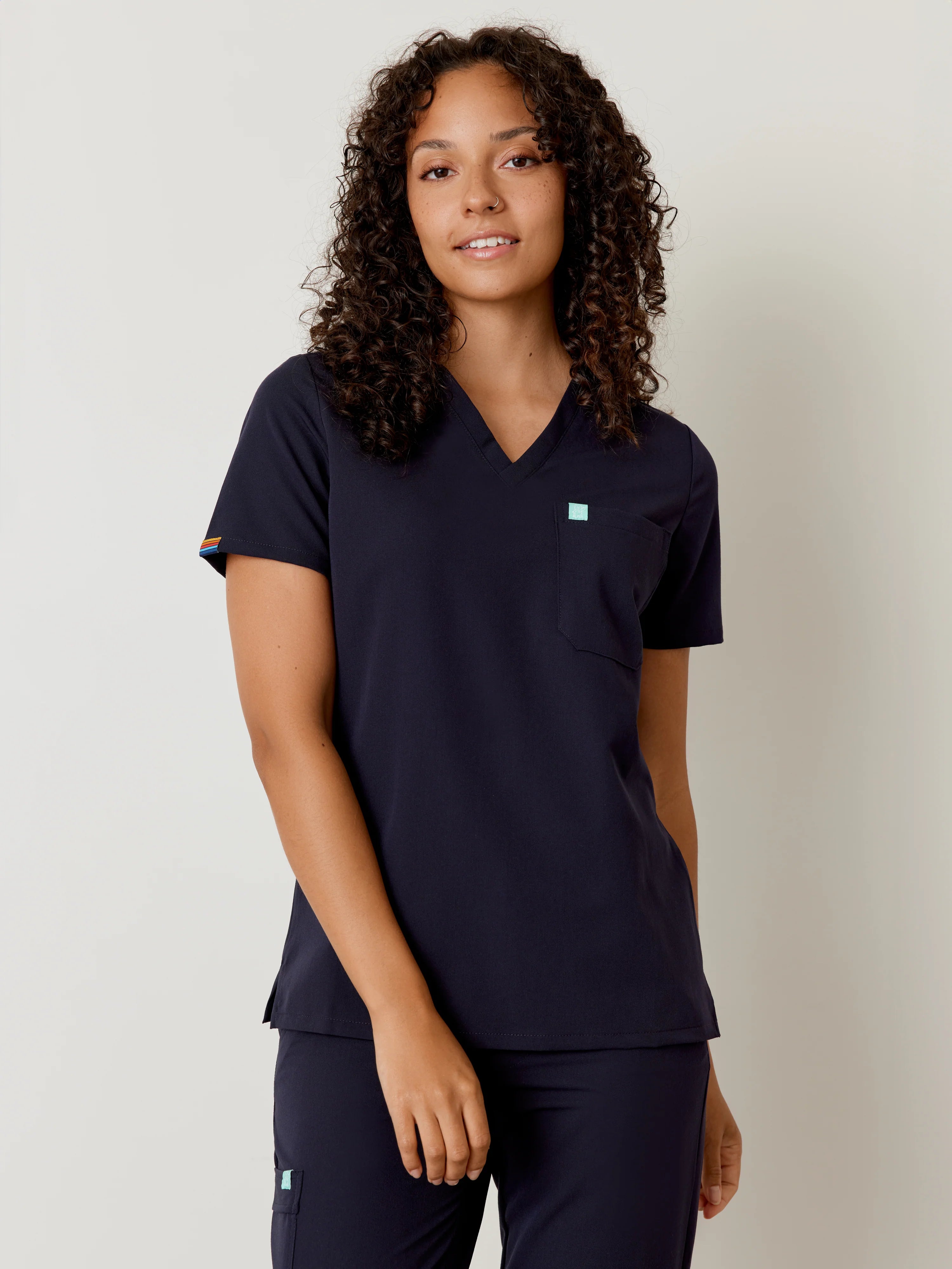 GABRIELLE RE-GARDE™ - RETRO NAVY - One Pocket Scrub Top - Final Sale