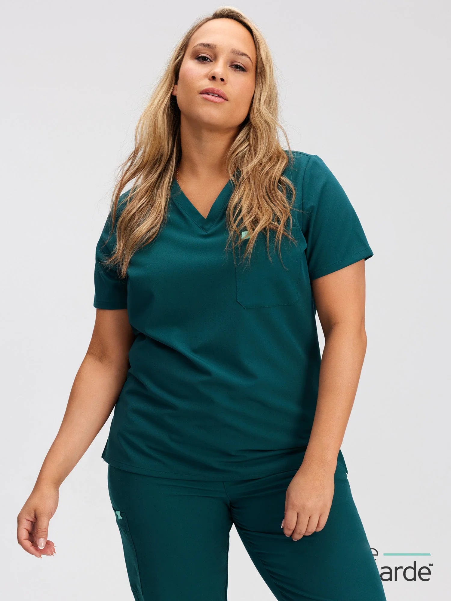 GABRIELLE RE-GARDE™ - TEAL - One Pocket Scrub Top - SILVADUR™