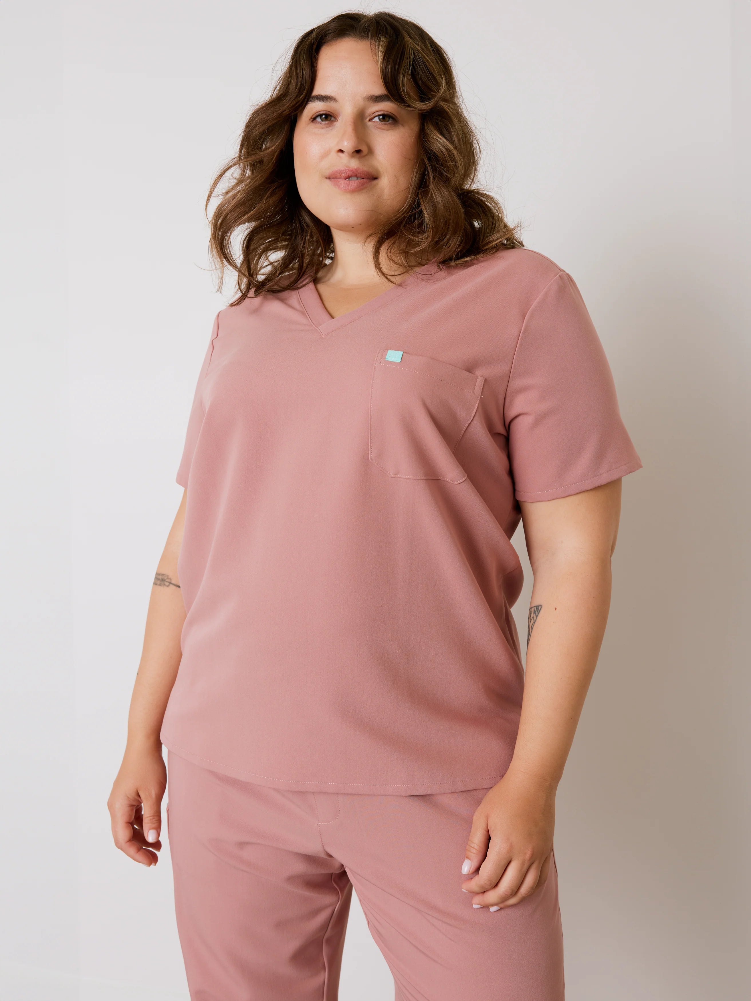 GABRIELLE RE-GARDE™ - BLUSH - One Pocket Scrub Top - SILVADUR™ - Final Sale