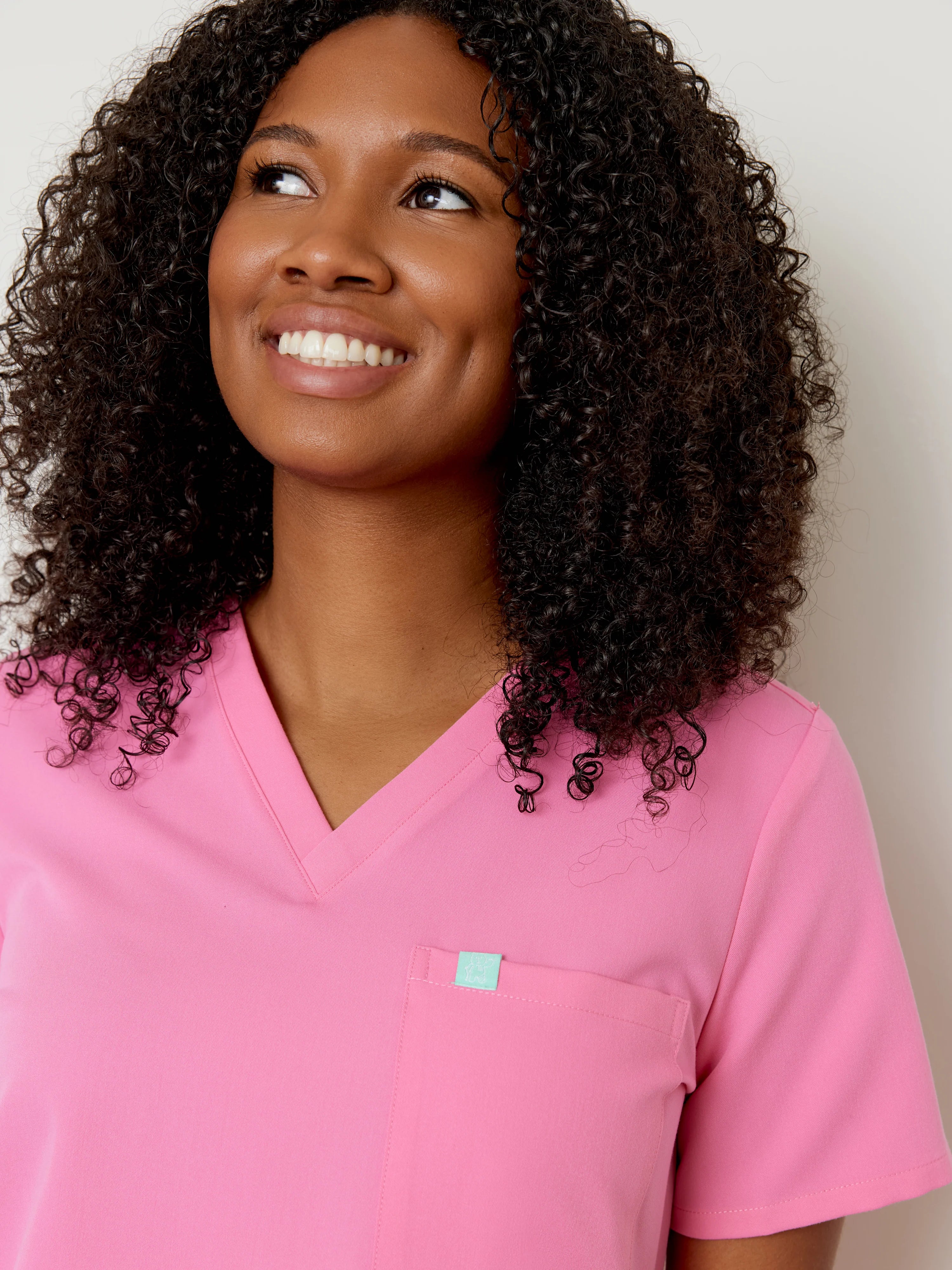 GABRIELLE RE-GARDE™ - BUBBLE PINK - One Pocket Scrub Top - SILVADUR™ - Final Sale