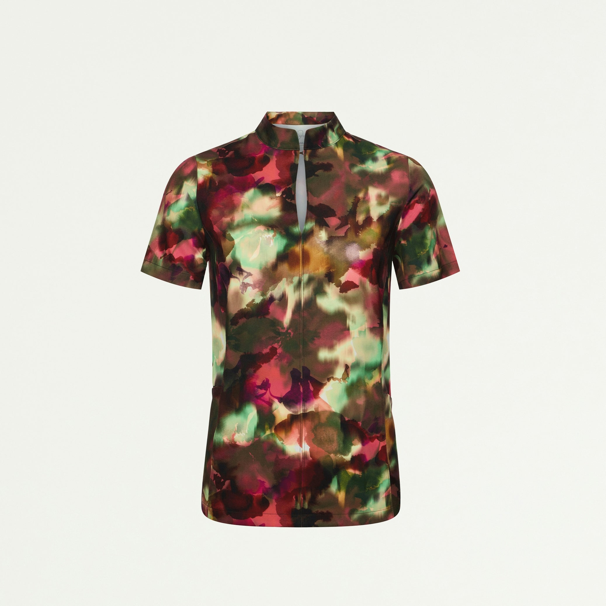 Aria Fit & Flare Mock-Neck Scrub Top - Floral Haze