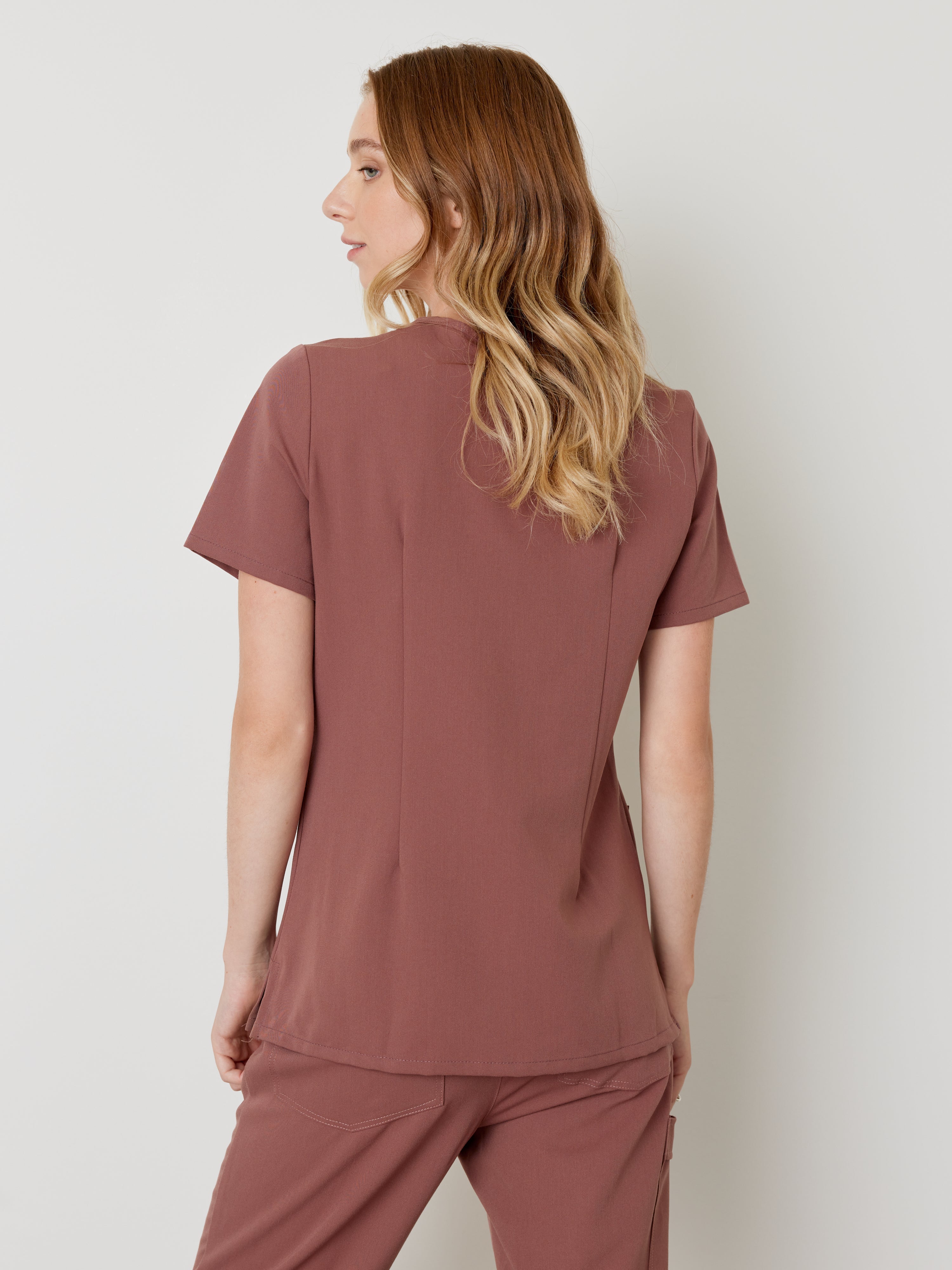 CHLOE RE-GARDE™ - MAROON - Three Pockets Scrub Top - SILVADUR™ - Final Sale