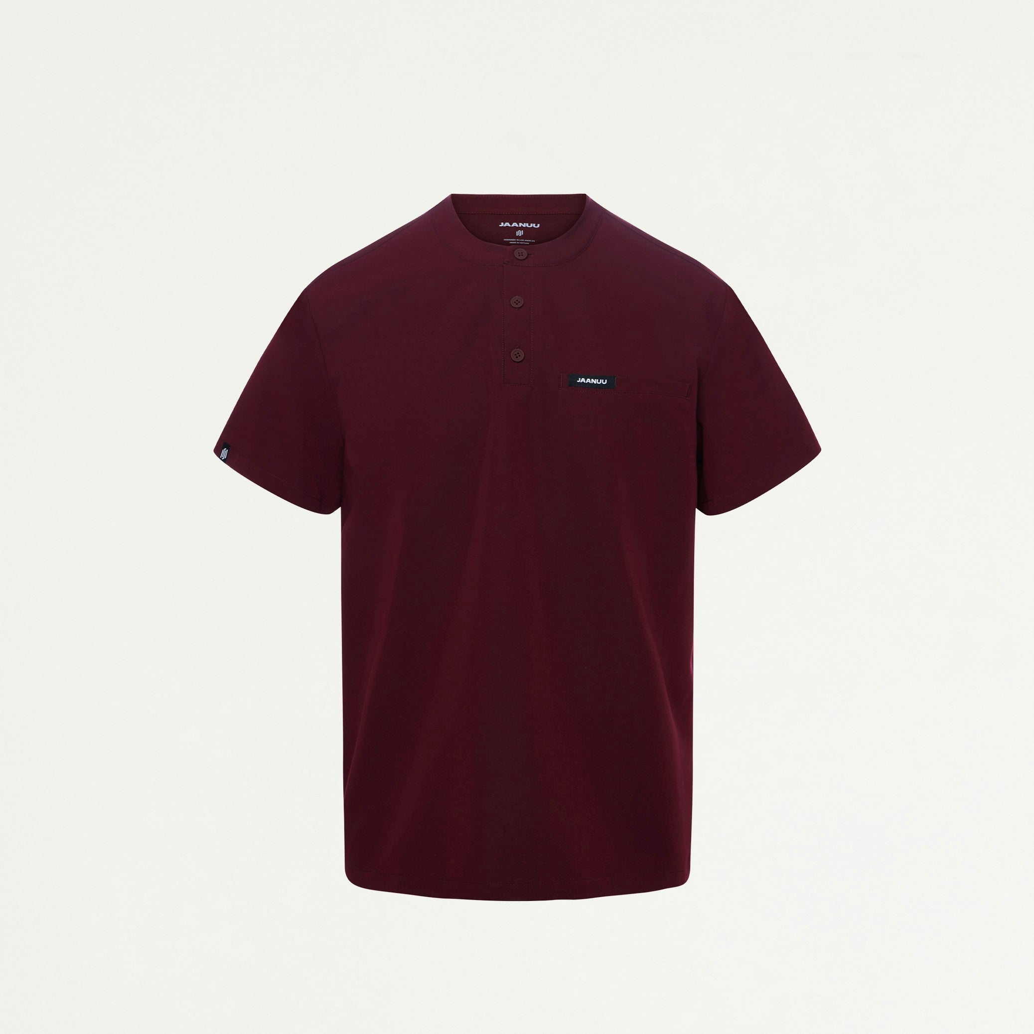 Reeve Henley Scrub Top - Burgundy