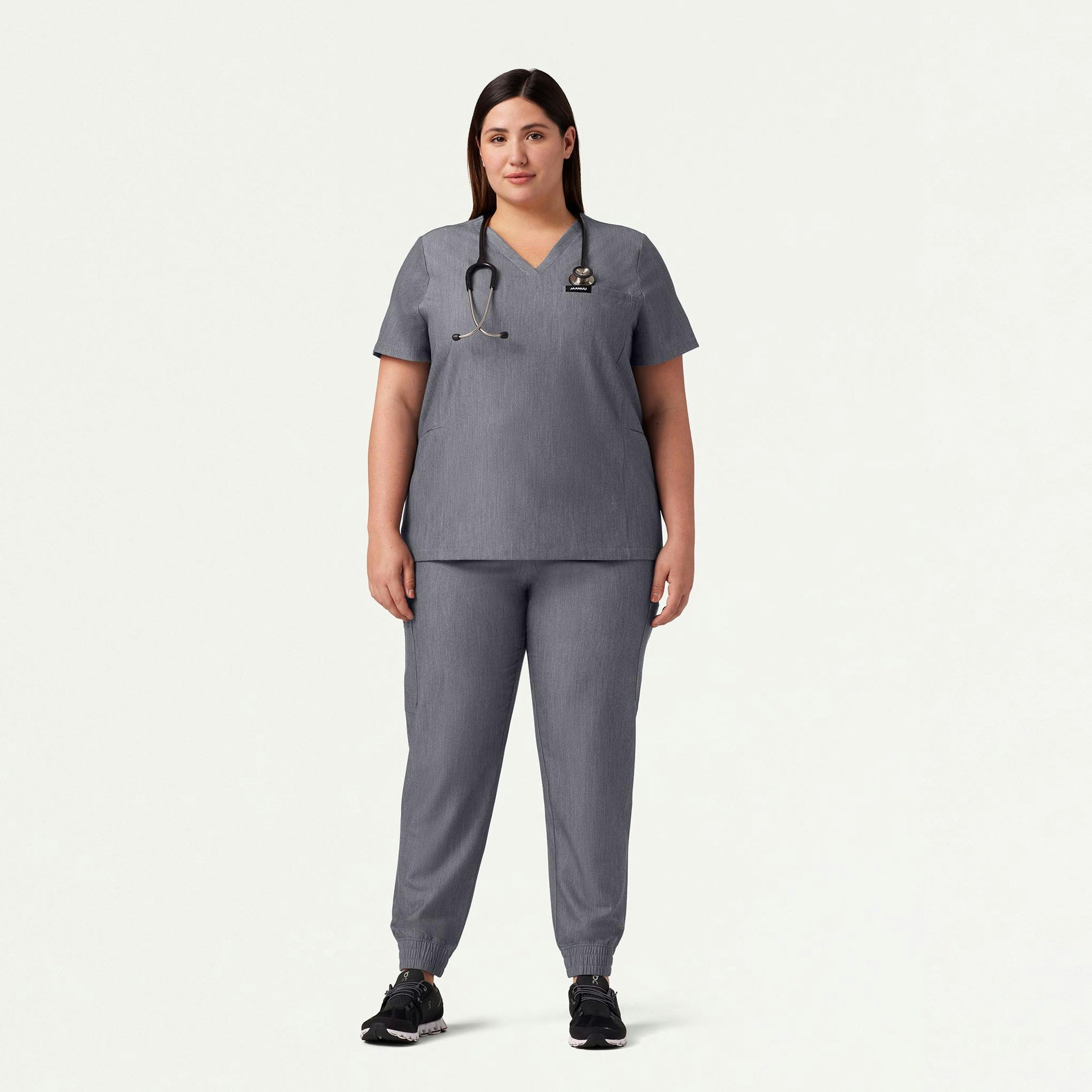 Magna 3-Pocket Scrub Top - Heather Gray