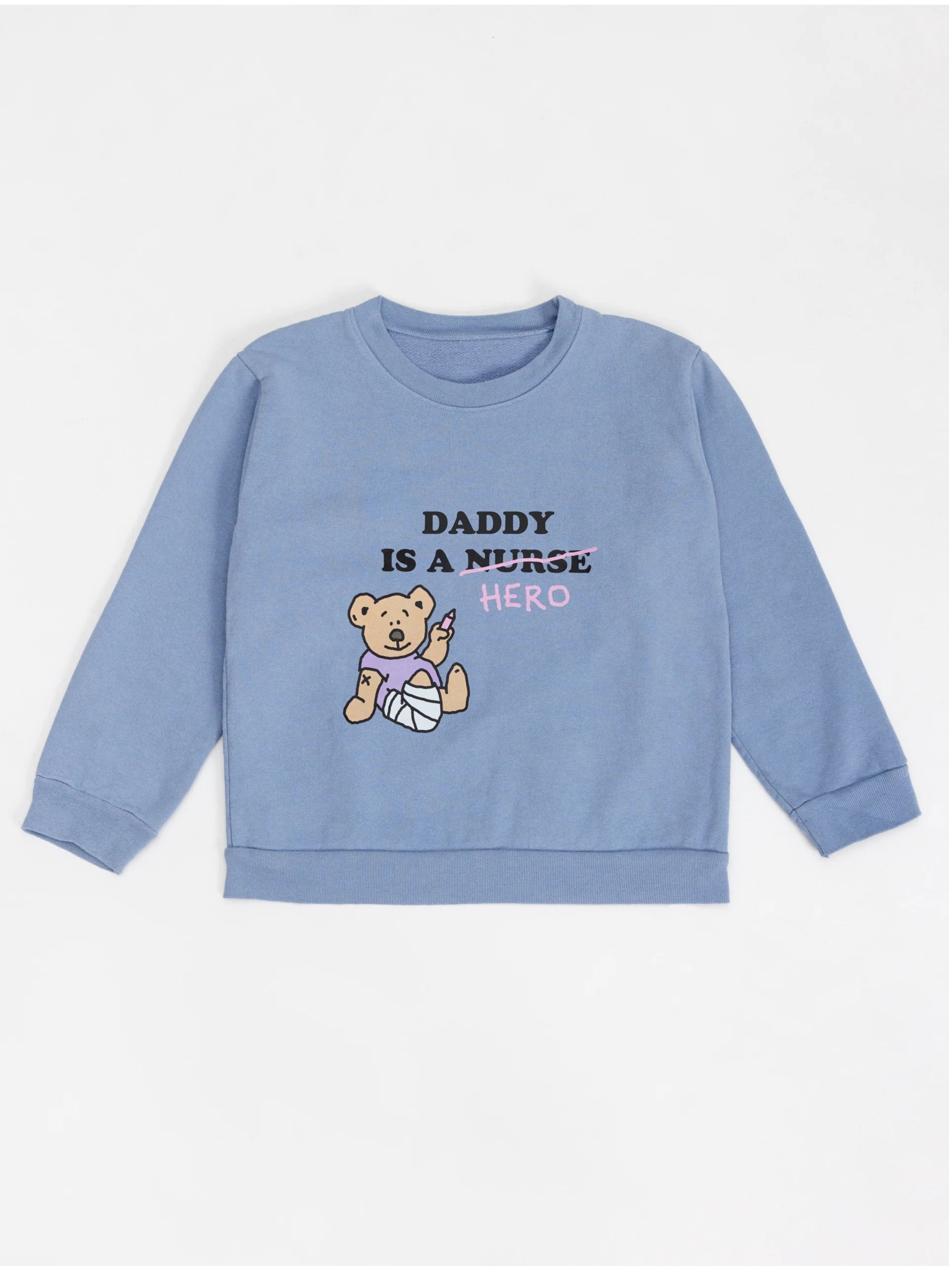 Kids Crewneck - Daddy is a hero - Steel Blue