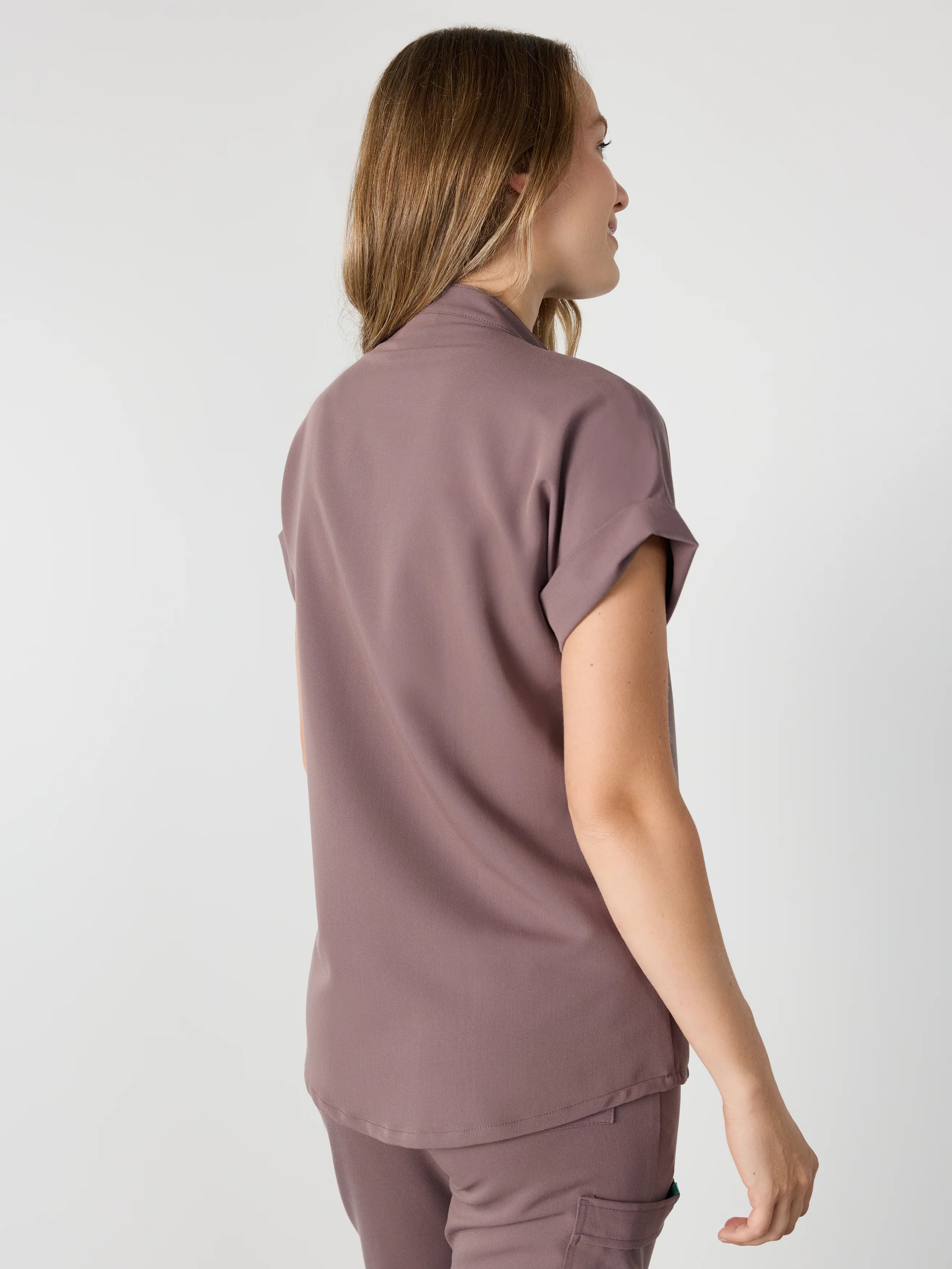 CHARLIE RE-GARDE™ - SOFT PLUM - Mandarine Collar Scrub Top - SILVADUR™