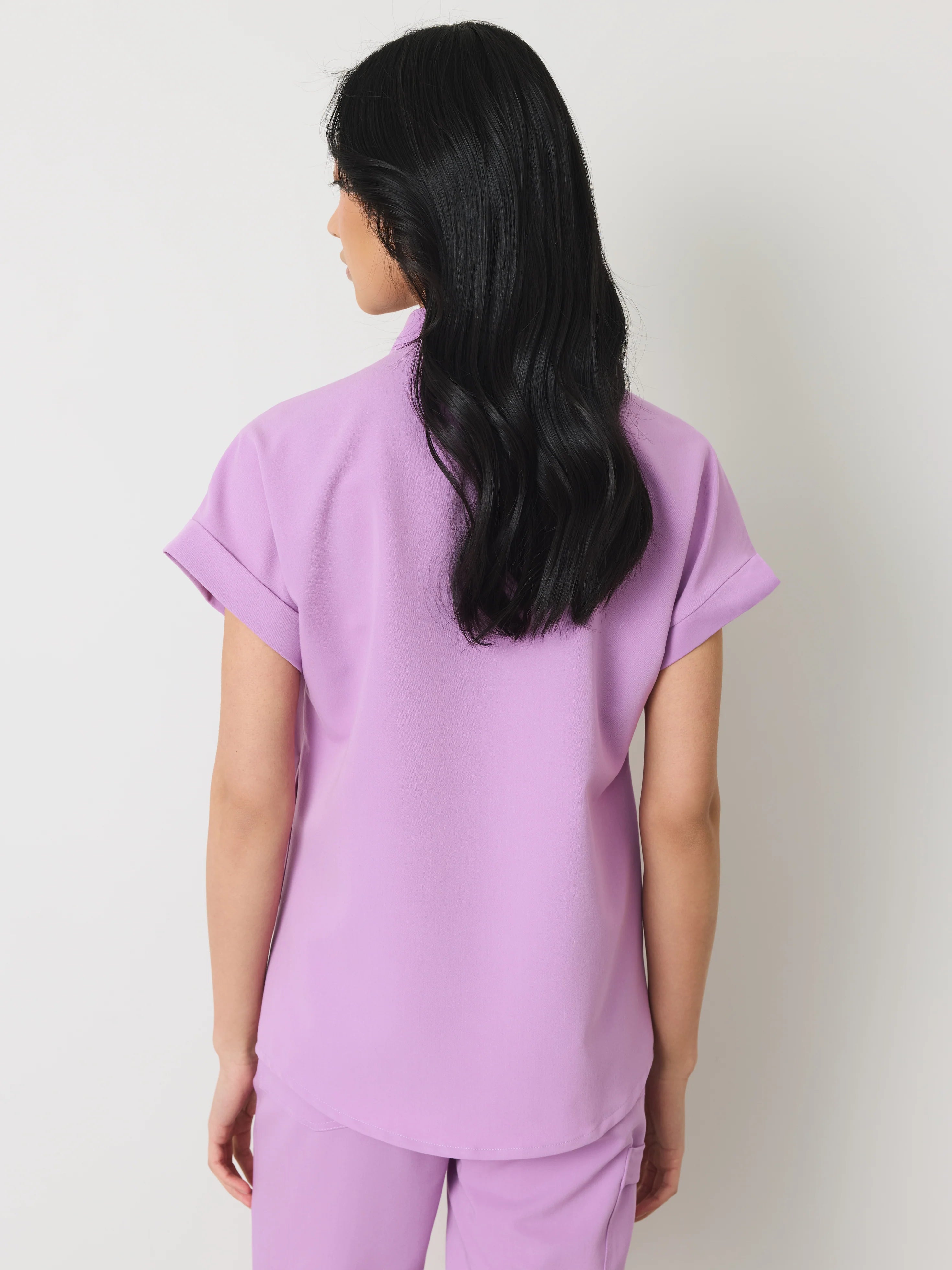CHARLIE RE-GARDE™ - LILAC - Mandarine Collar Scrub Top - SILVADUR™