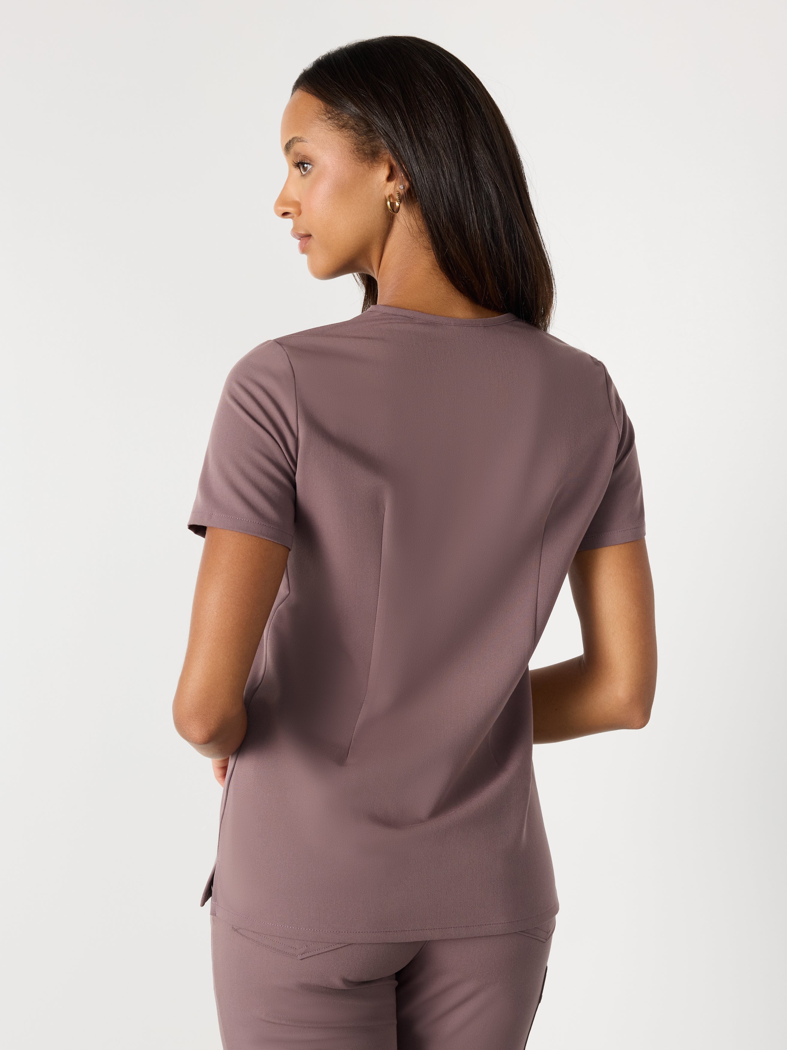GABRIELLE RE-GARDE™ - SOFT PLUM - One Pocket Scrub Top - SILVADUR™