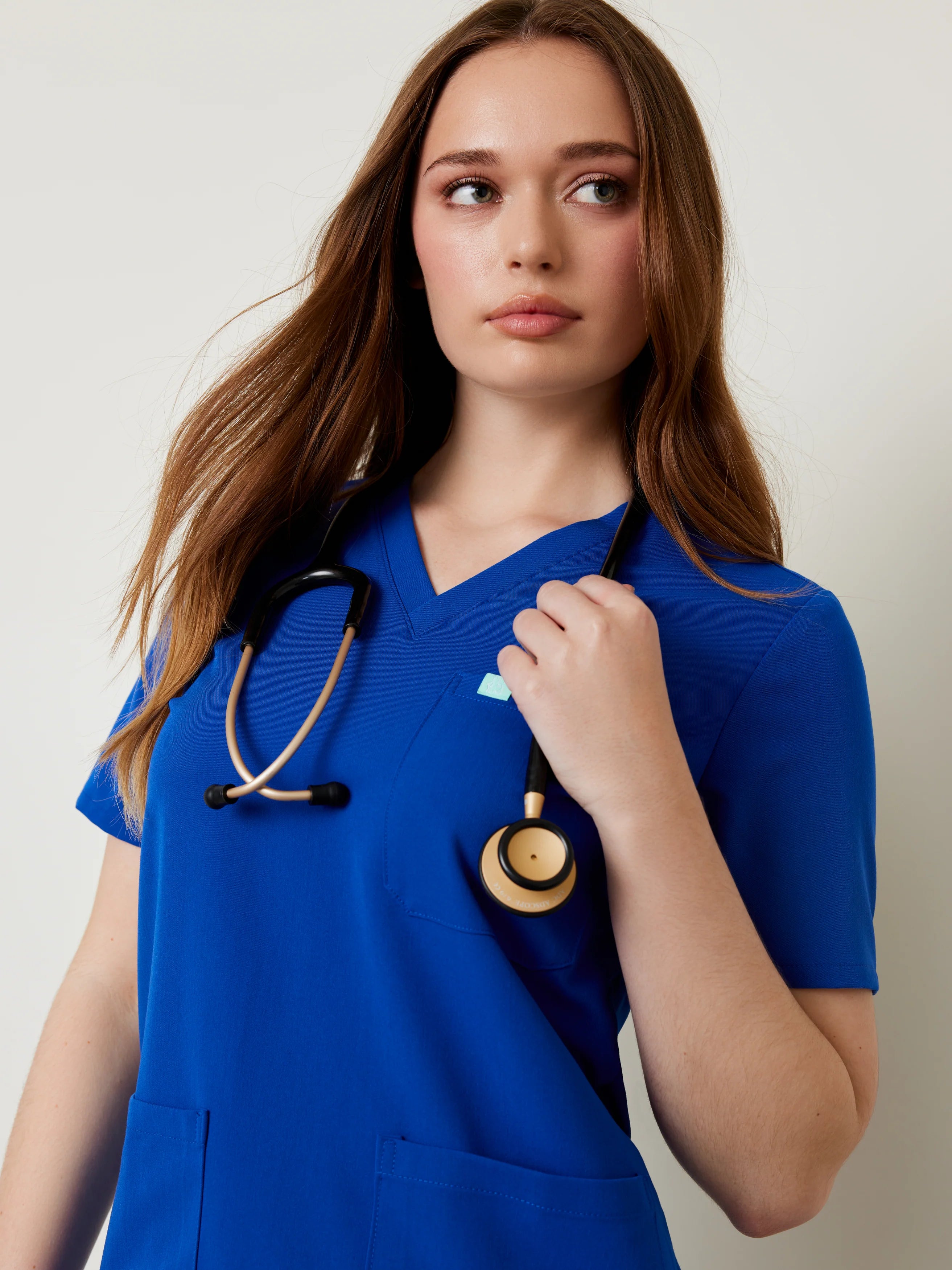 CHLOE RE-GARDE™ - ROYAL BLUE - Three Pockets Scrub Top - SILVADUR™