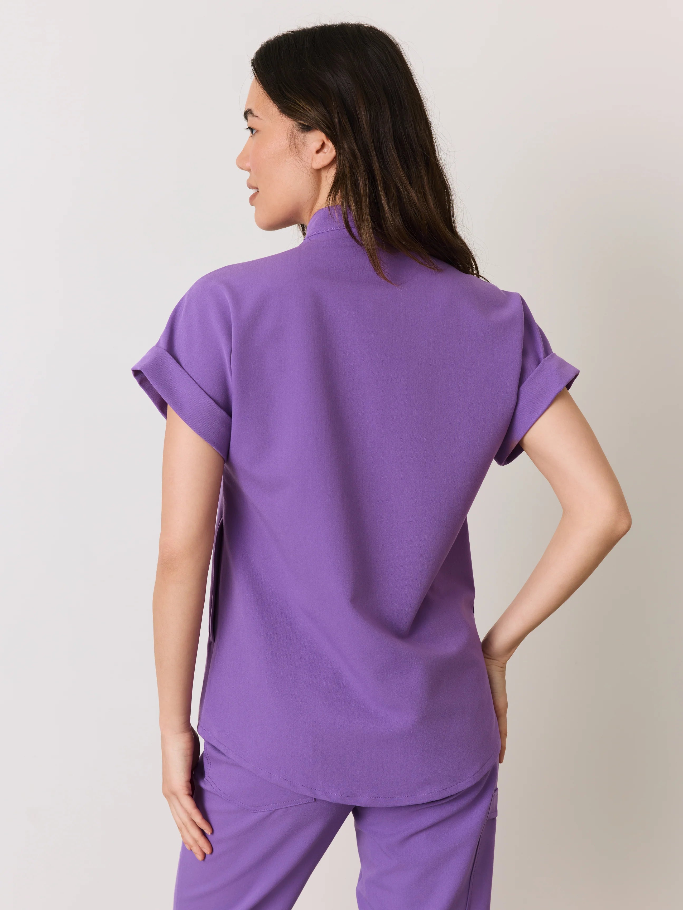 CHARLIE RE-GARDE™ - ROYAL LILAC - Mandarine Collar Scrub Top - SILVADUR™