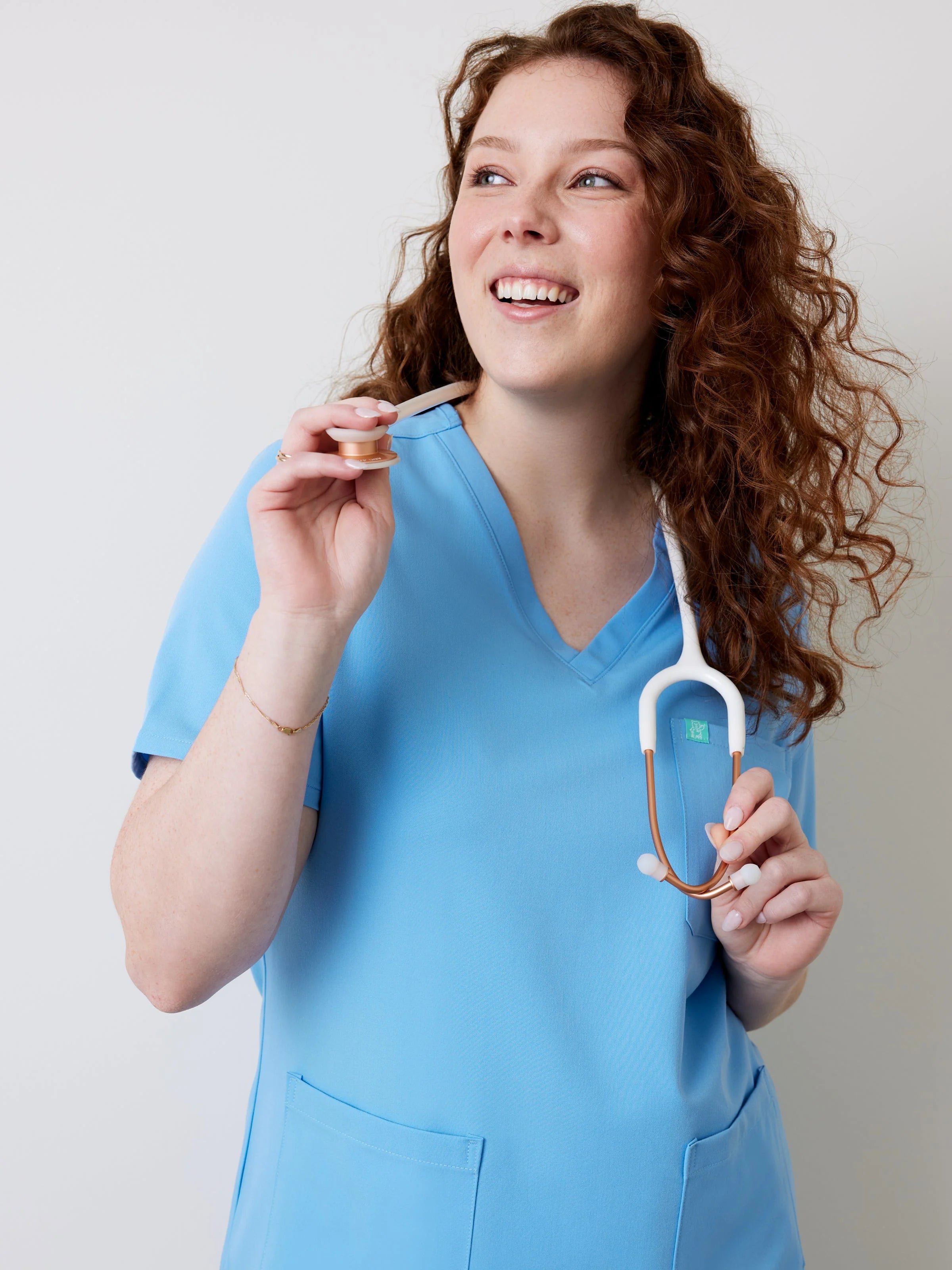 CHLOE RE-GARDE™ - CLASSIC BLUE - Three Pockets Scrub Top - SILVADUR™