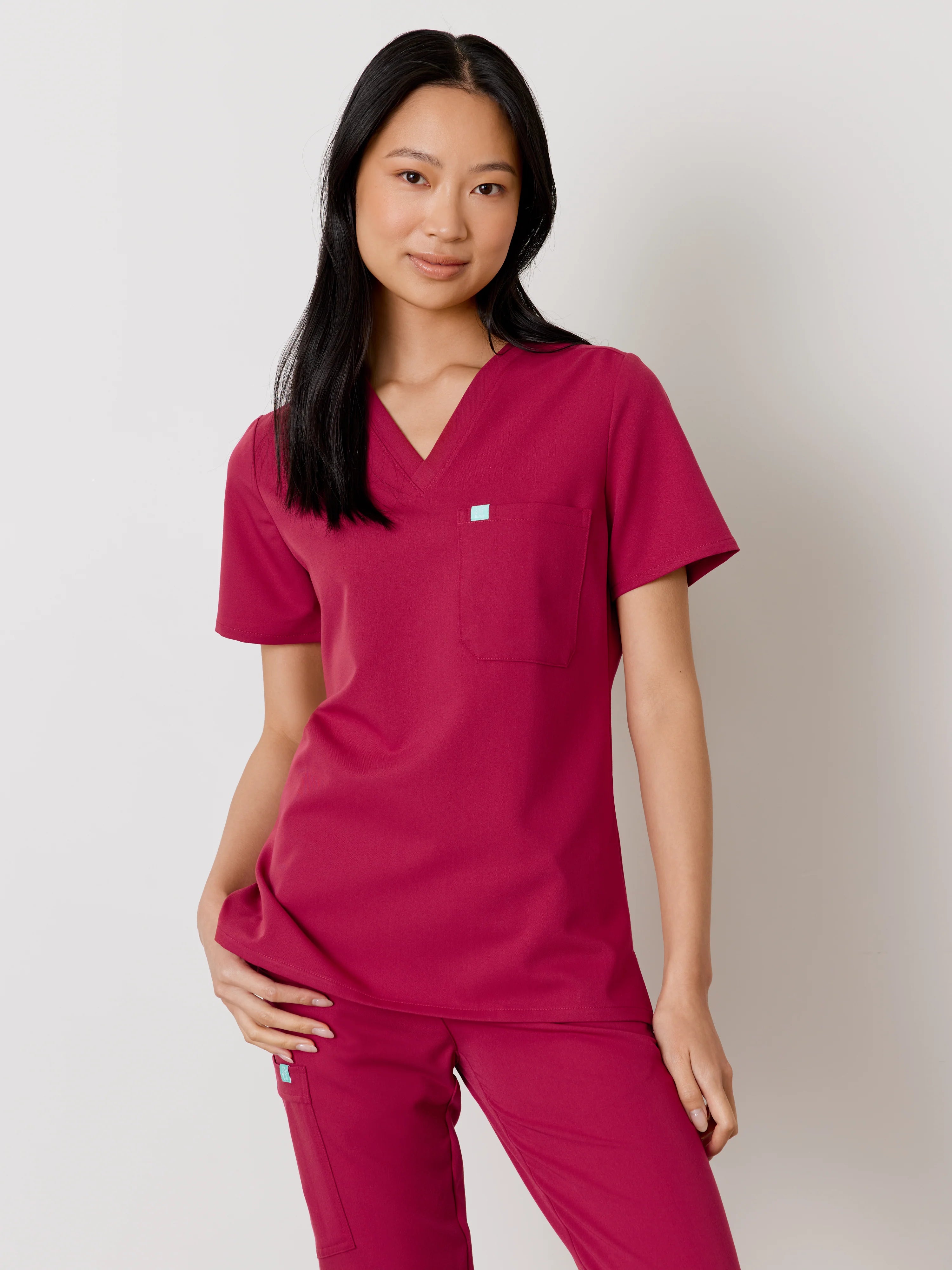 GABRIELLE RE-GARDE™ - WILD BERRY - One Pocket Scrub Top - SILVADUR™ - Final Sale