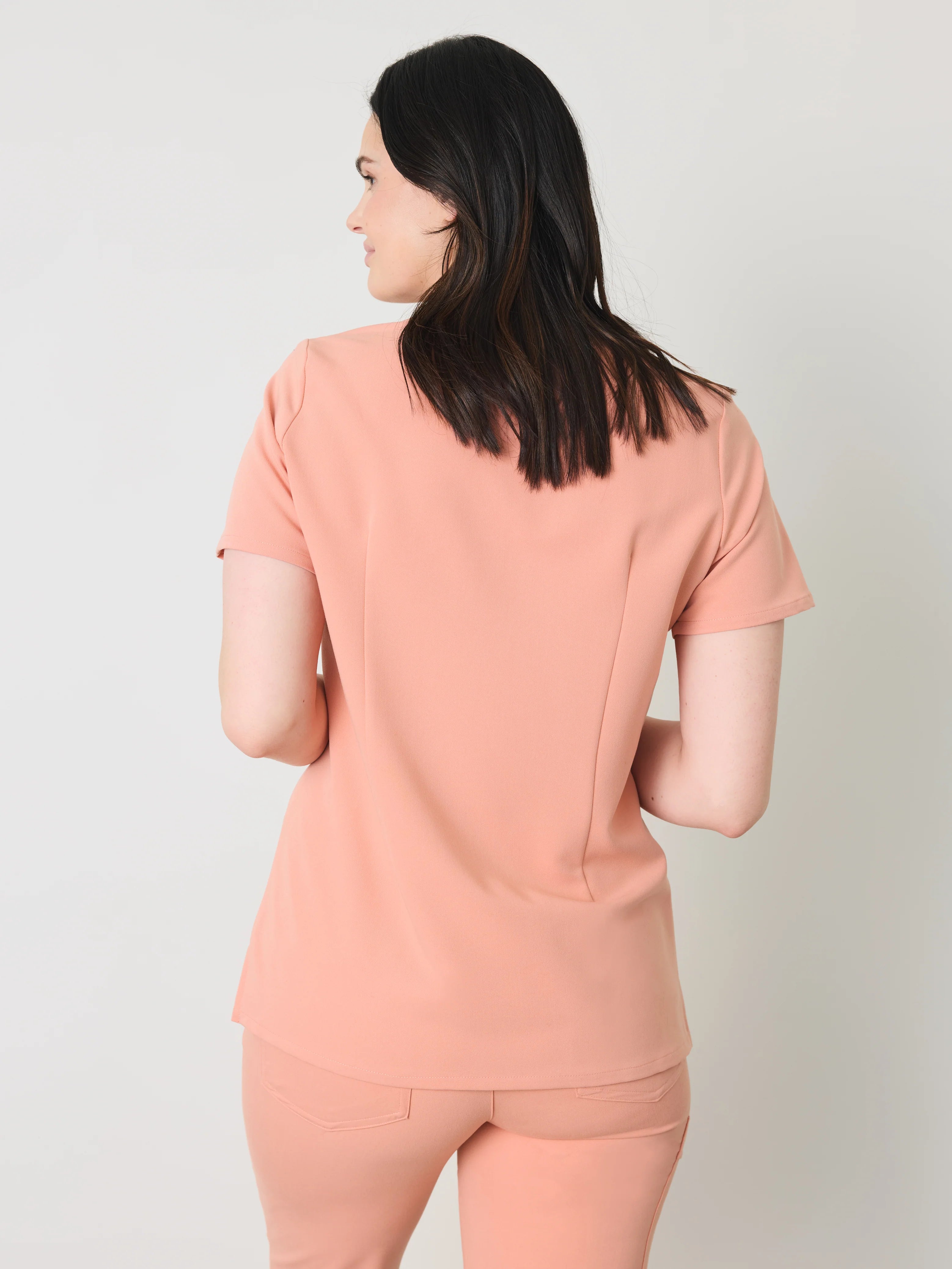 GABRIELLE RE-GARDE™ - PEACH - One Pocket Scrub Top - SILVADUR™ - Final Sale