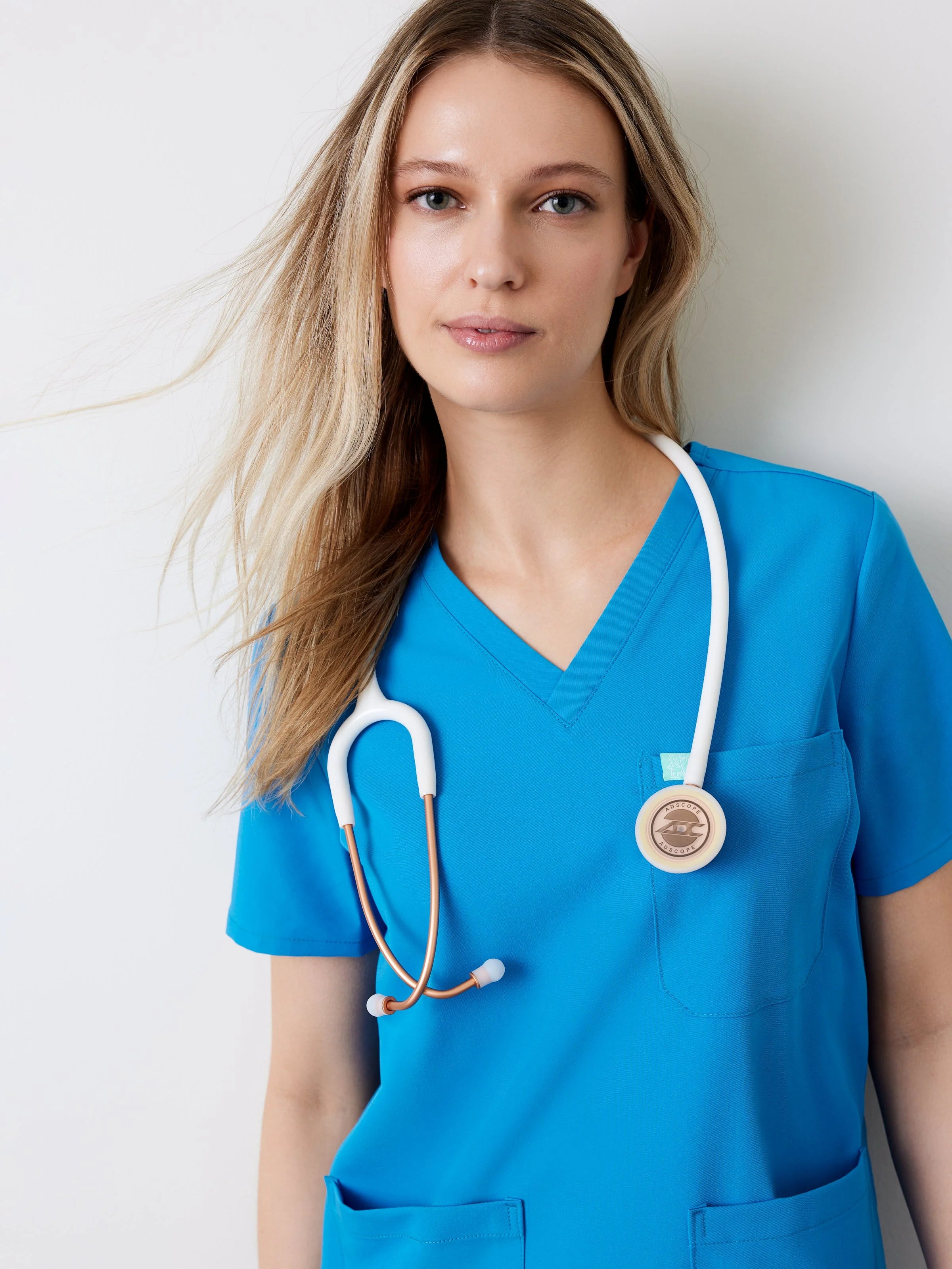 CHLOE RE-GARDE™ - AZURE BLUE - Three Pockets Scrub Top - Final Sale