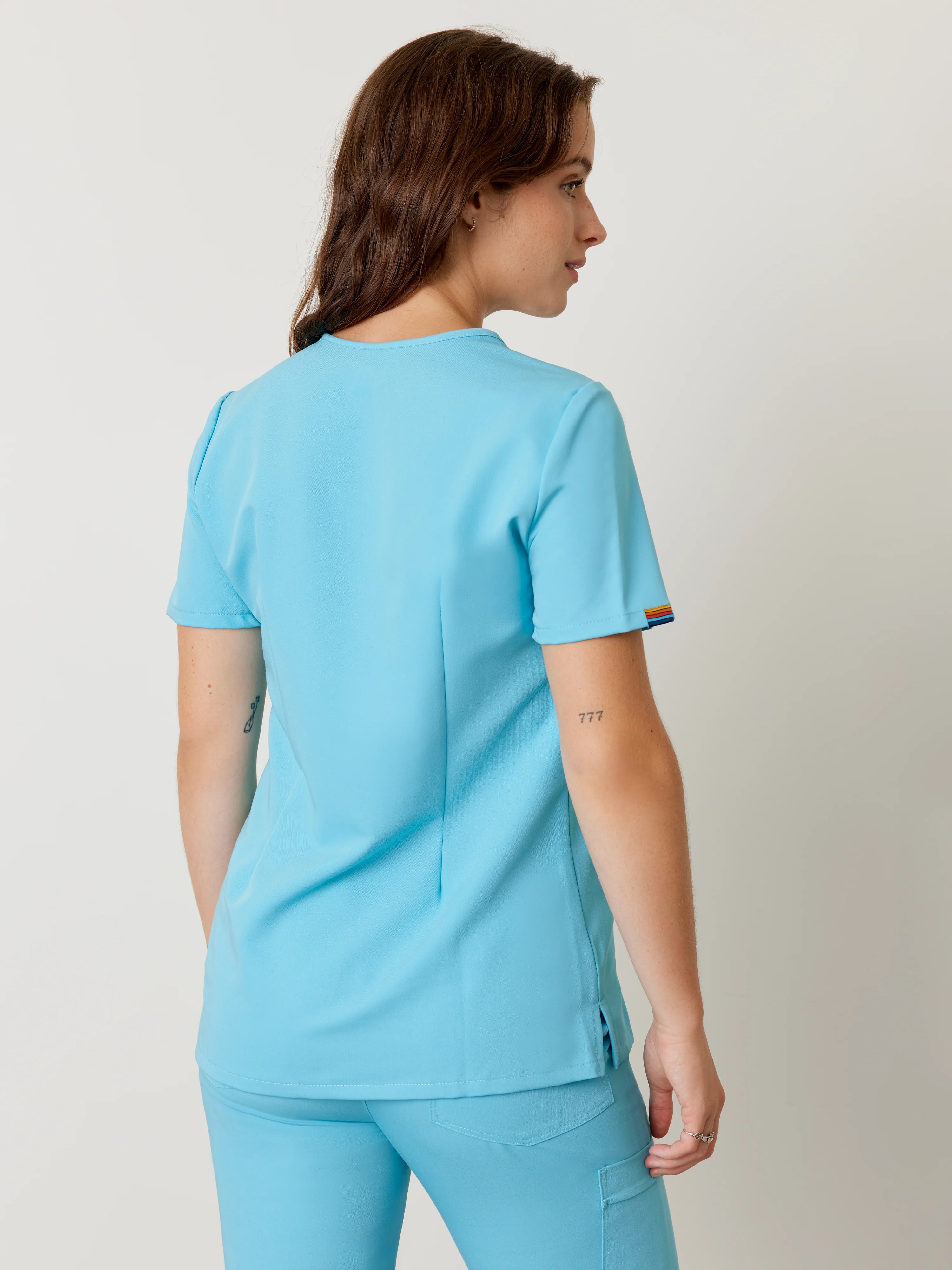 GABRIELLE RE-GARDE™ - RETRO BLUE - One Pocket Scrub Top - Final Sale