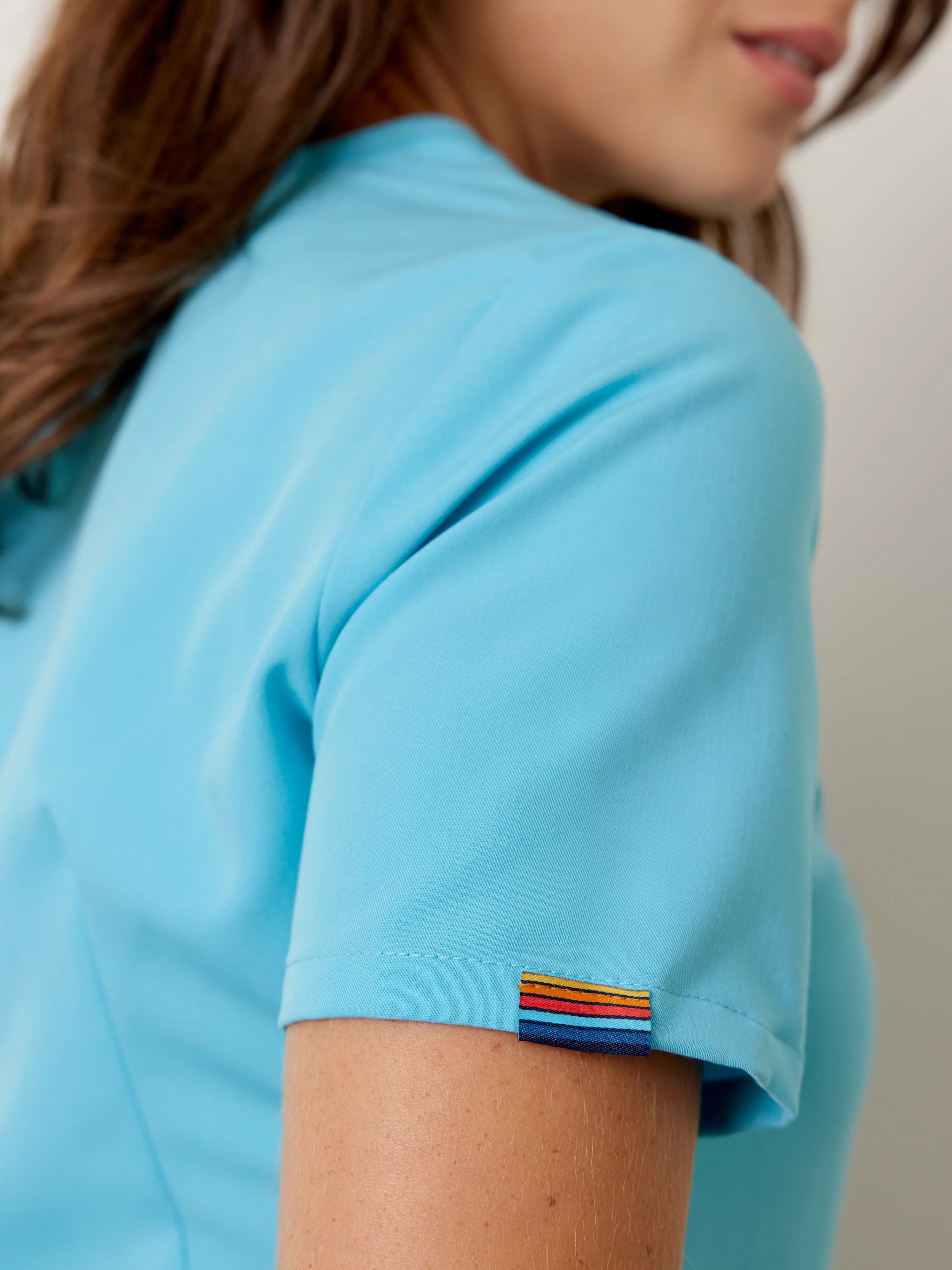 GABRIELLE RE-GARDE™ - RETRO BLUE - One Pocket Scrub Top - Final Sale