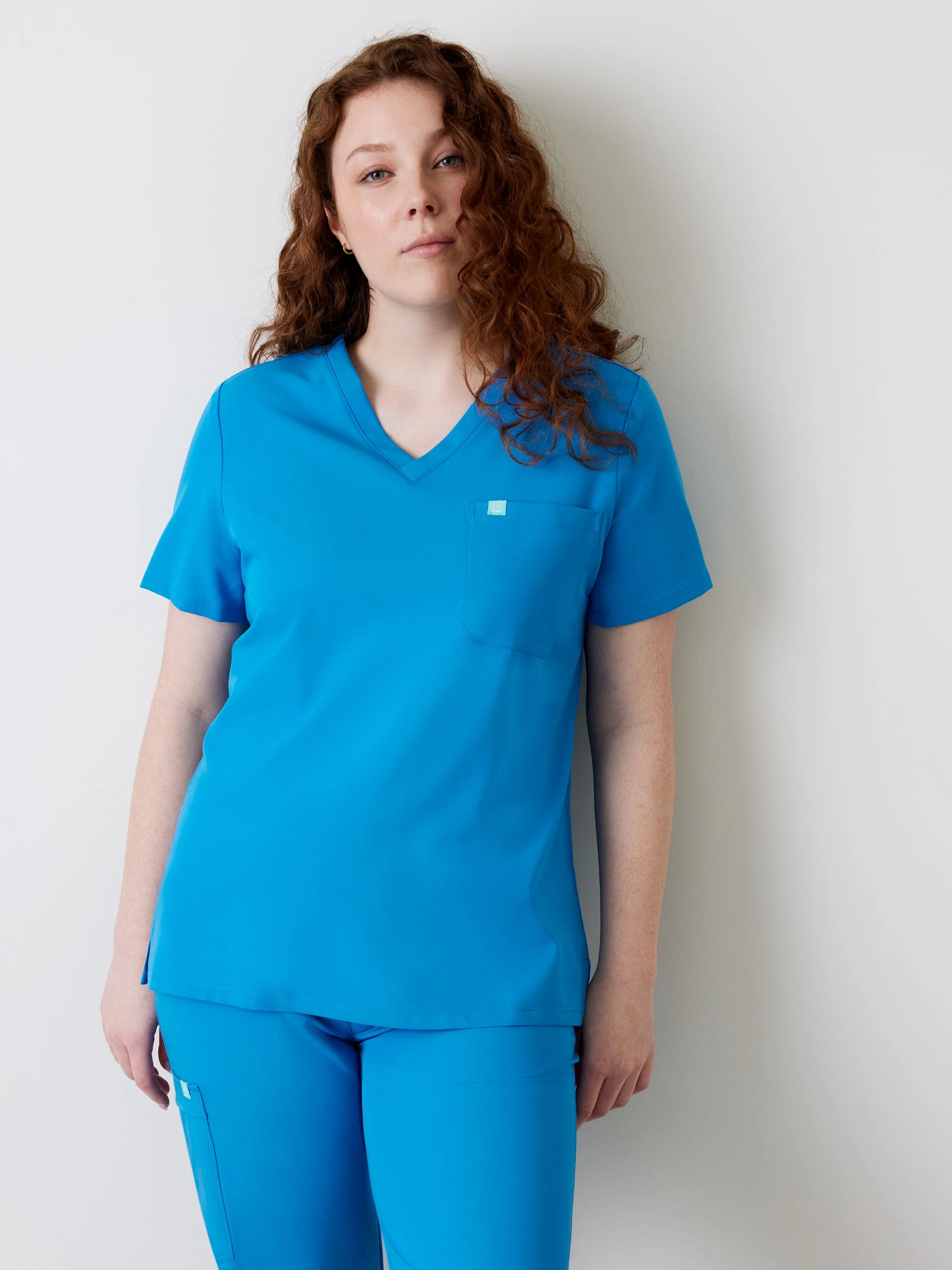 GABRIELLE RE-GARDE™ - AZURE BLUE - One Pocket Scrub Top - Final Sale