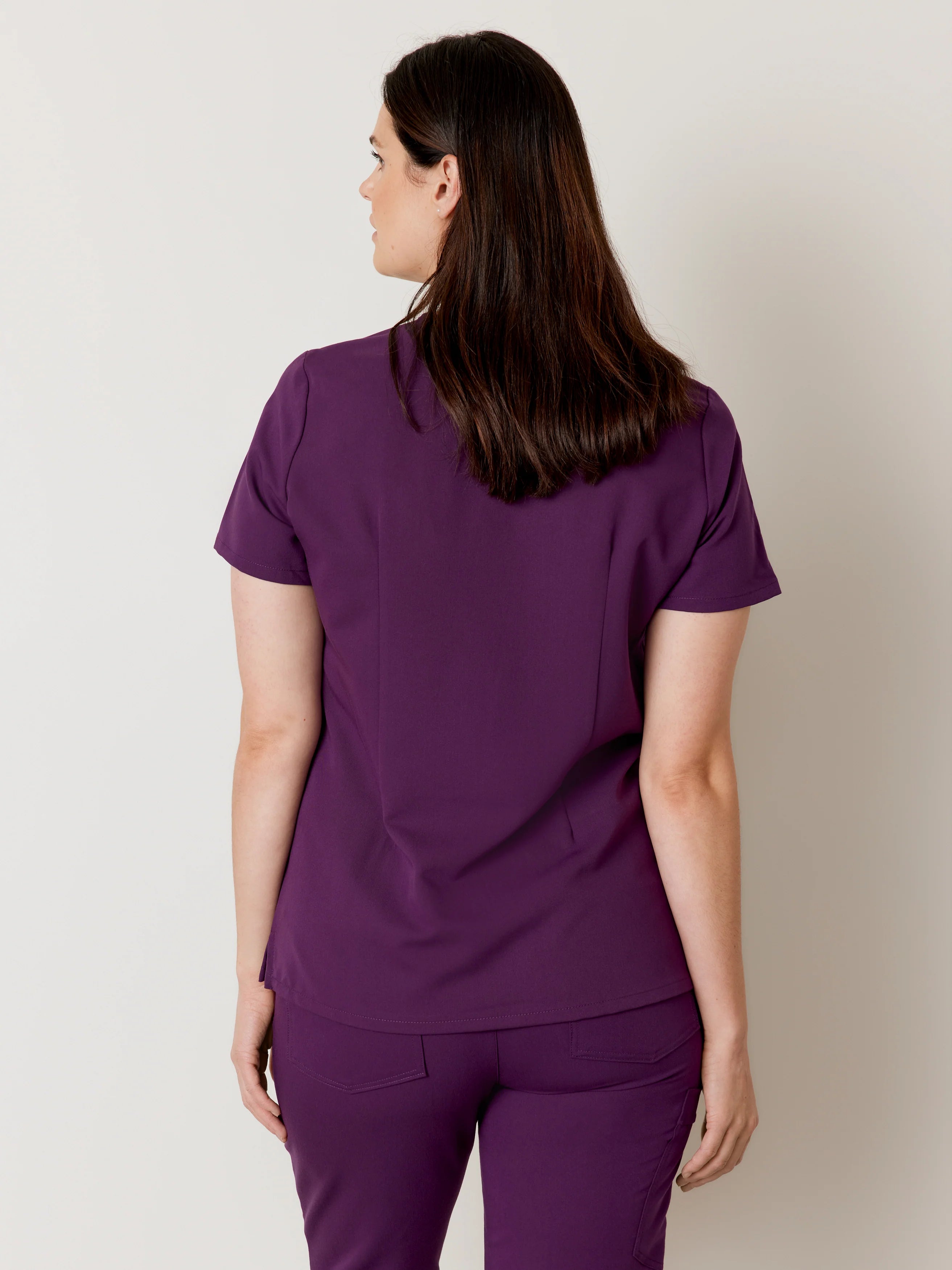 CHLOE RE-GARDE™ - PLUM - Three Pockets Scrub Top - SILVADUR™ - Final Sale