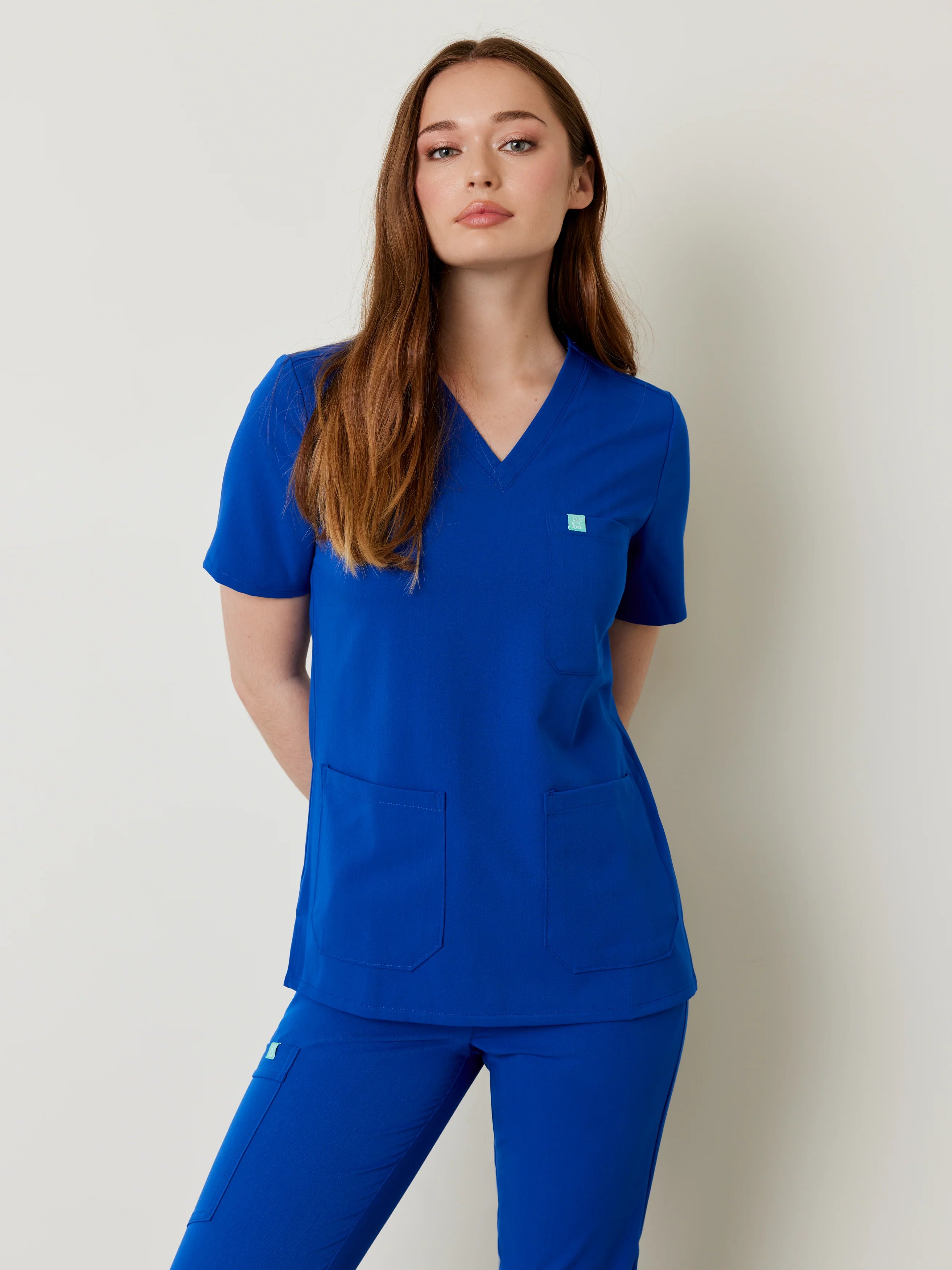 CHLOE RE-GARDE™ - ROYAL BLUE - Three Pockets Scrub Top - SILVADUR™