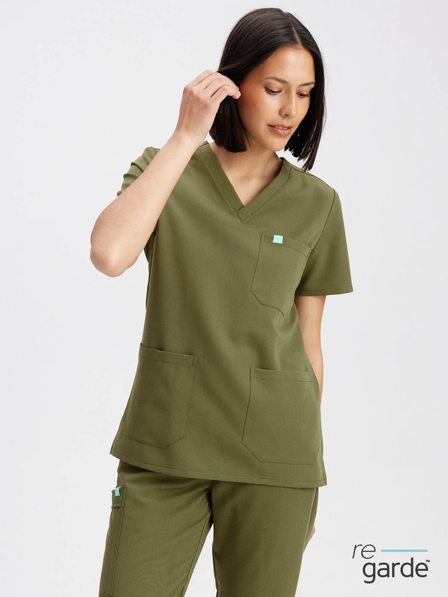 CHLOE RE-GARDE™ - OLIVE - Three Pockets Scrub Top - Final Sale