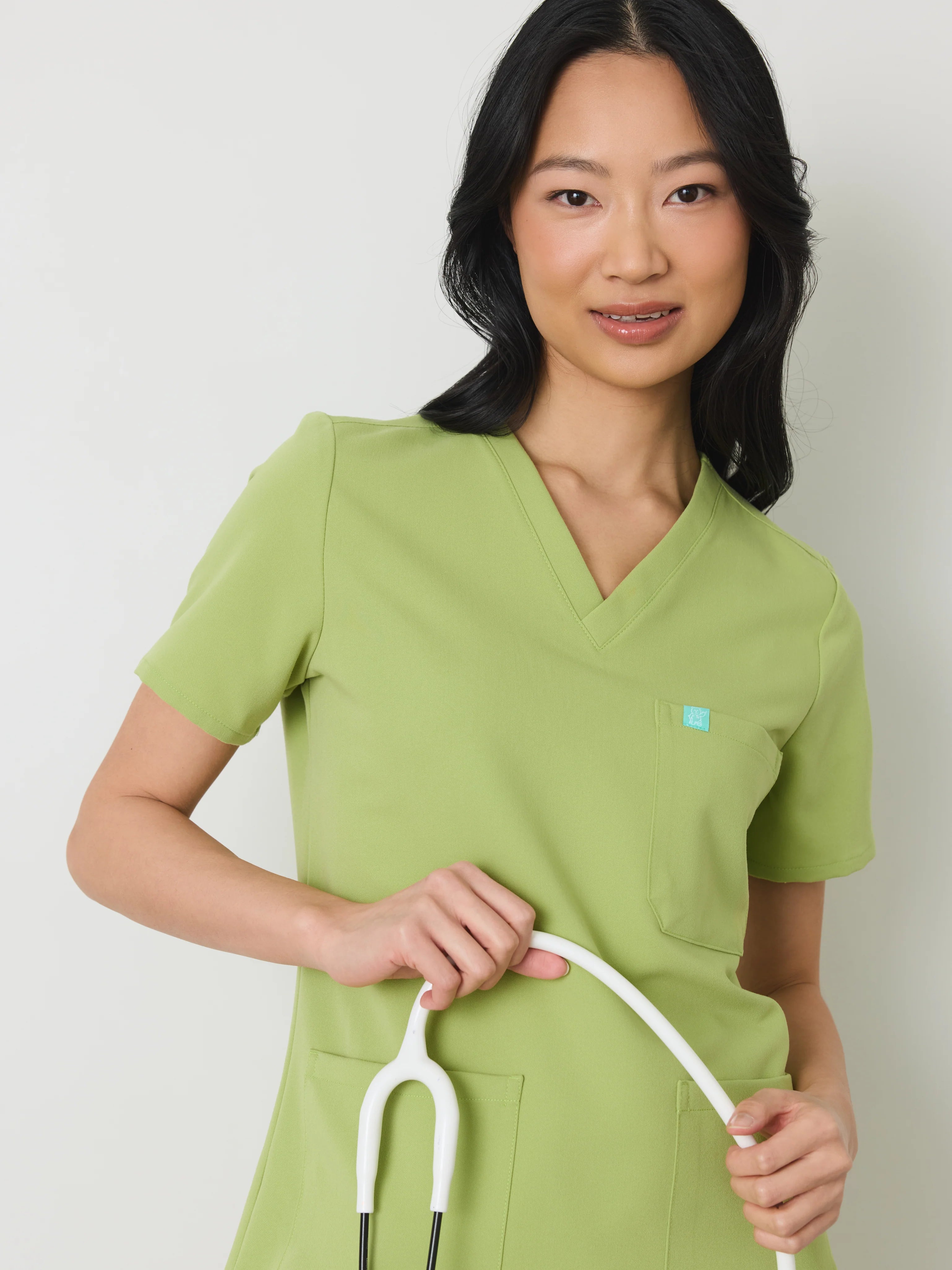 CHLOE RE-GARDE™ - MOSS GREEN - Three Pockets Scrub Top - SILVADUR™ - Final Sale