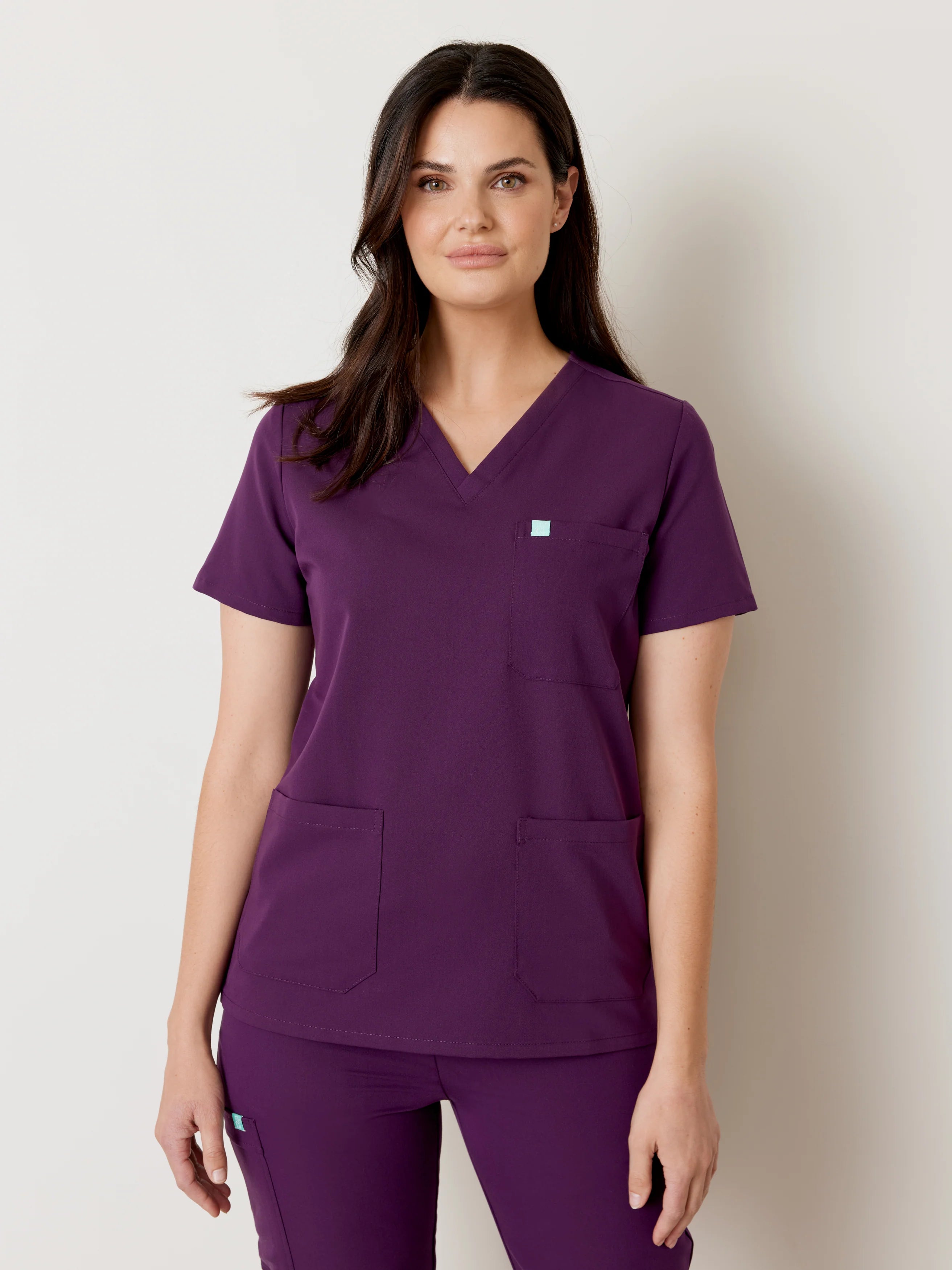 CHLOE RE-GARDE™ - PLUM - Three Pockets Scrub Top - SILVADUR™ - Final Sale