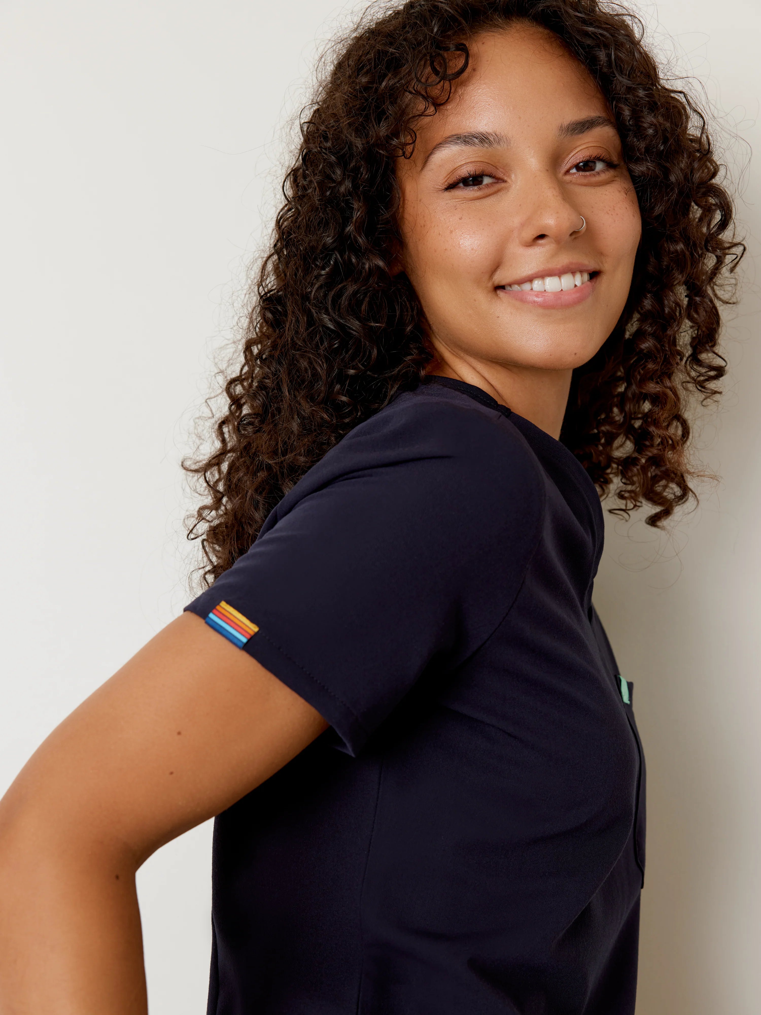 GABRIELLE RE-GARDE™ - RETRO NAVY - One Pocket Scrub Top - Final Sale