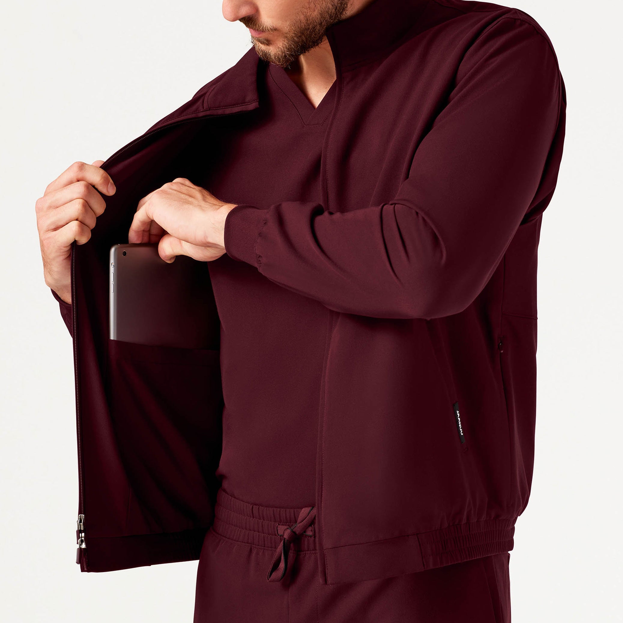 Wolfe Everyday 6-Pocket Scrub Jacket - Burgundy