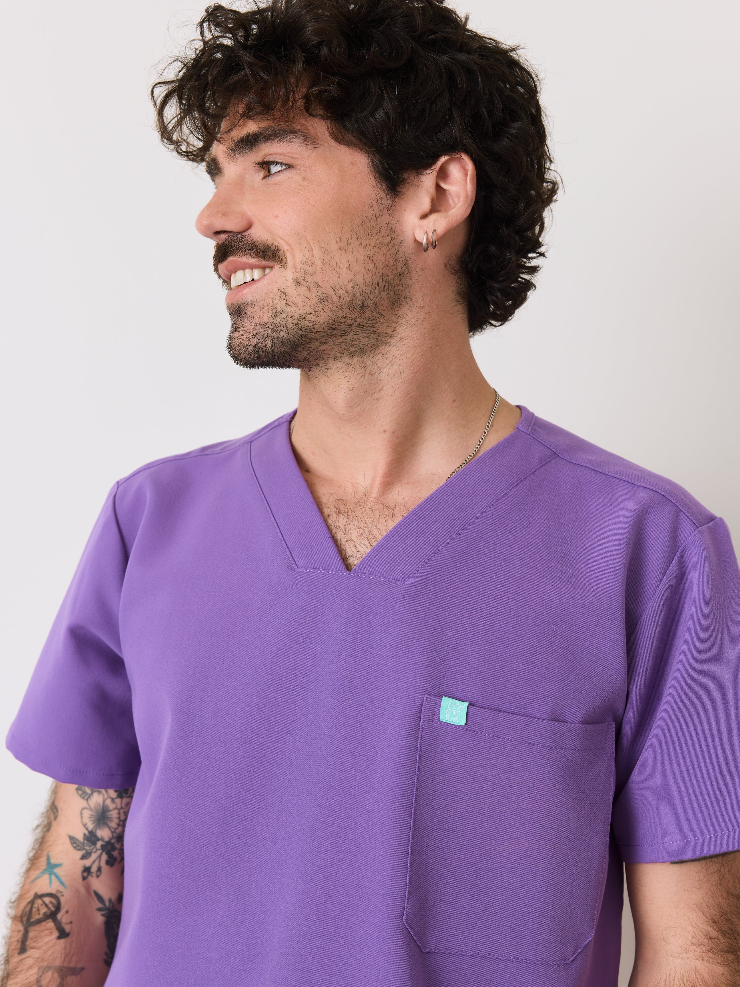 LOGAN RE-GARDE™ - ROYAL LILAC - One Pocket Men's Scrub Top - SILVADUR™
