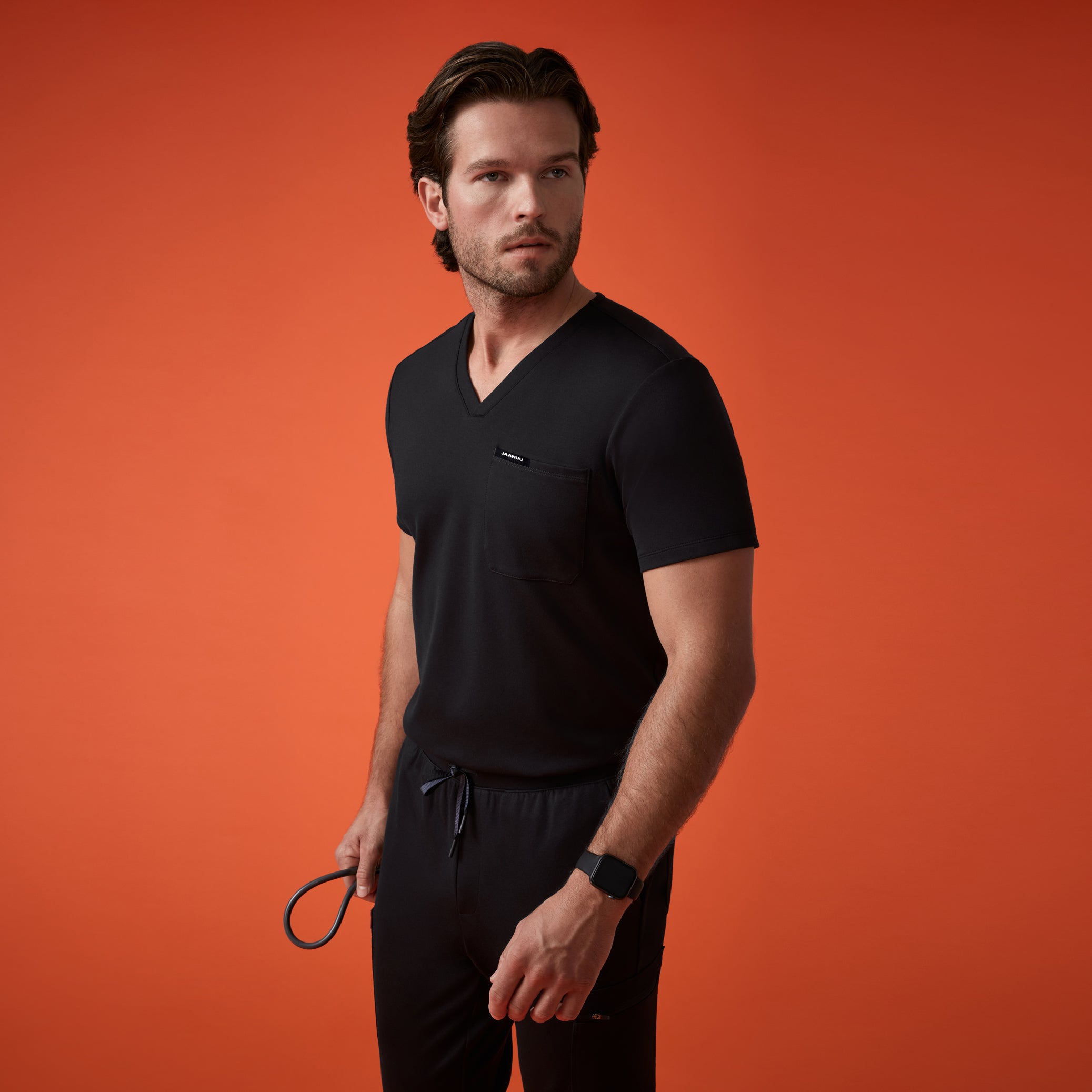 Asher Slim UltraSOFT Scrub Top - Black