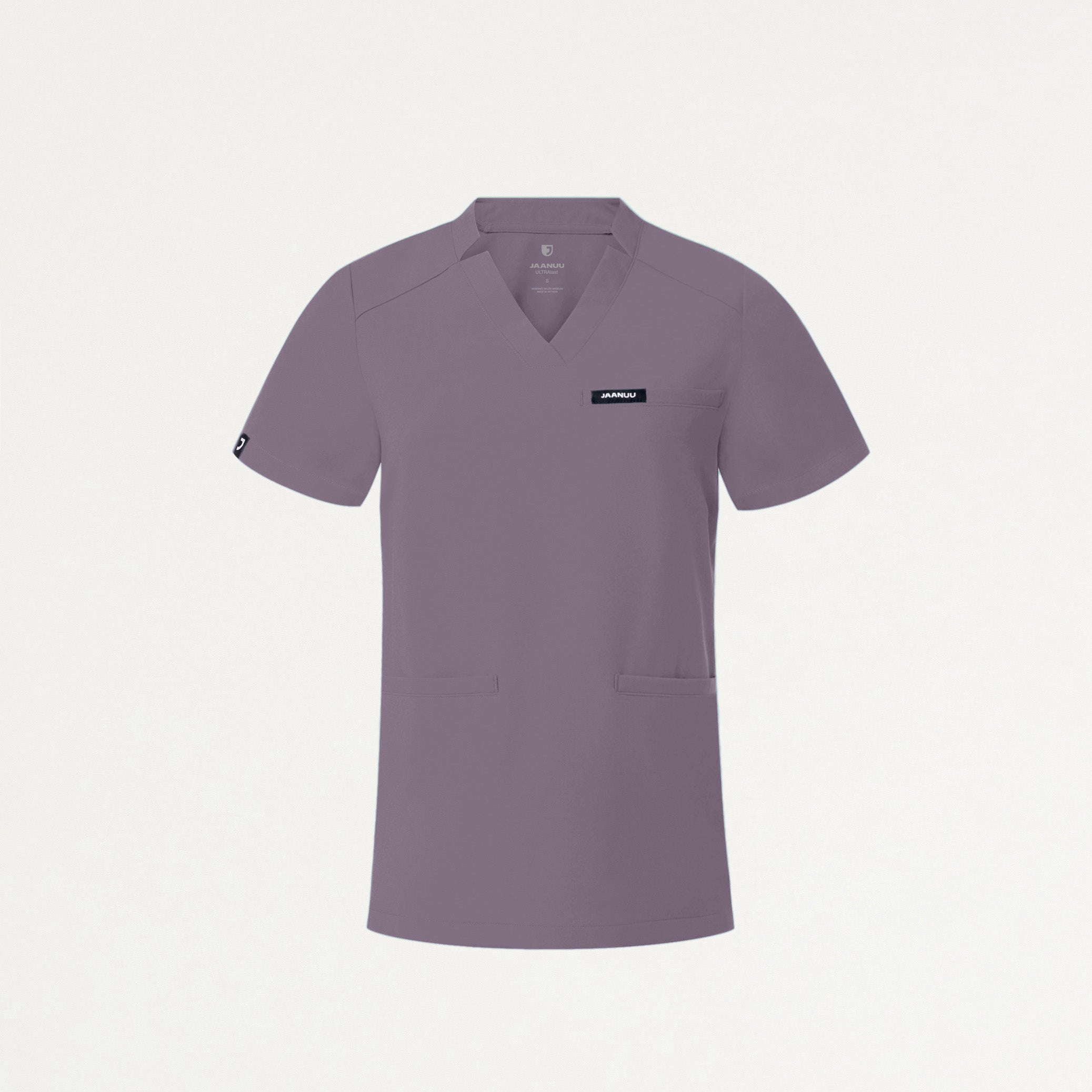 Helia Slim Notched V-Neck Scrub Top - Titanium