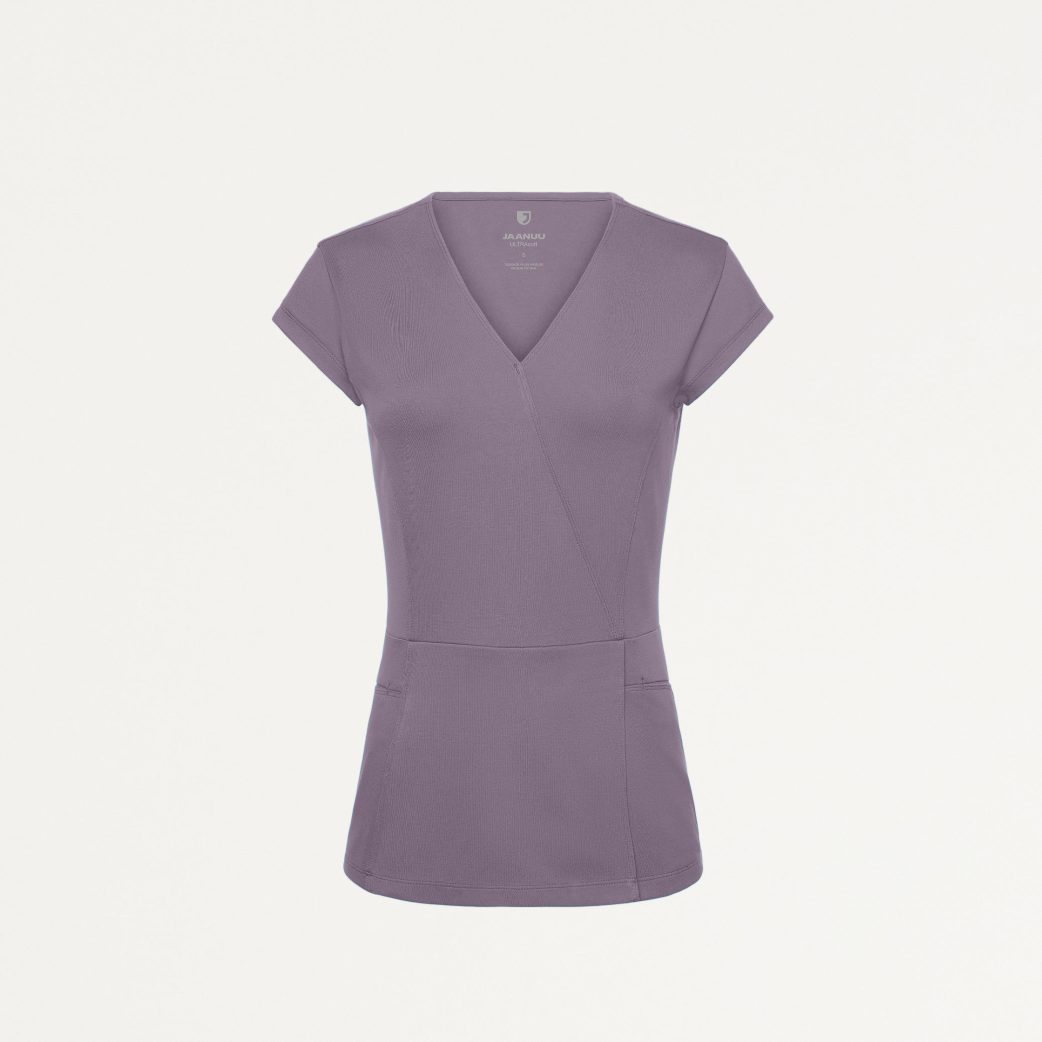 Isla Mock-Wrap UltraSOFT Scrub Top - Titanium