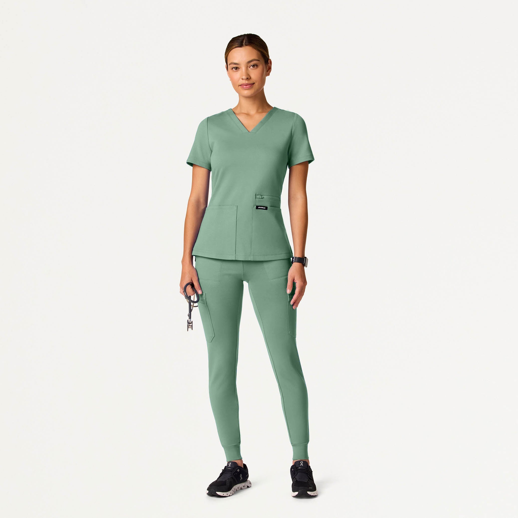 Kait 10-Pocket Skinny UltraSOFT Scrub Jogger - Sage