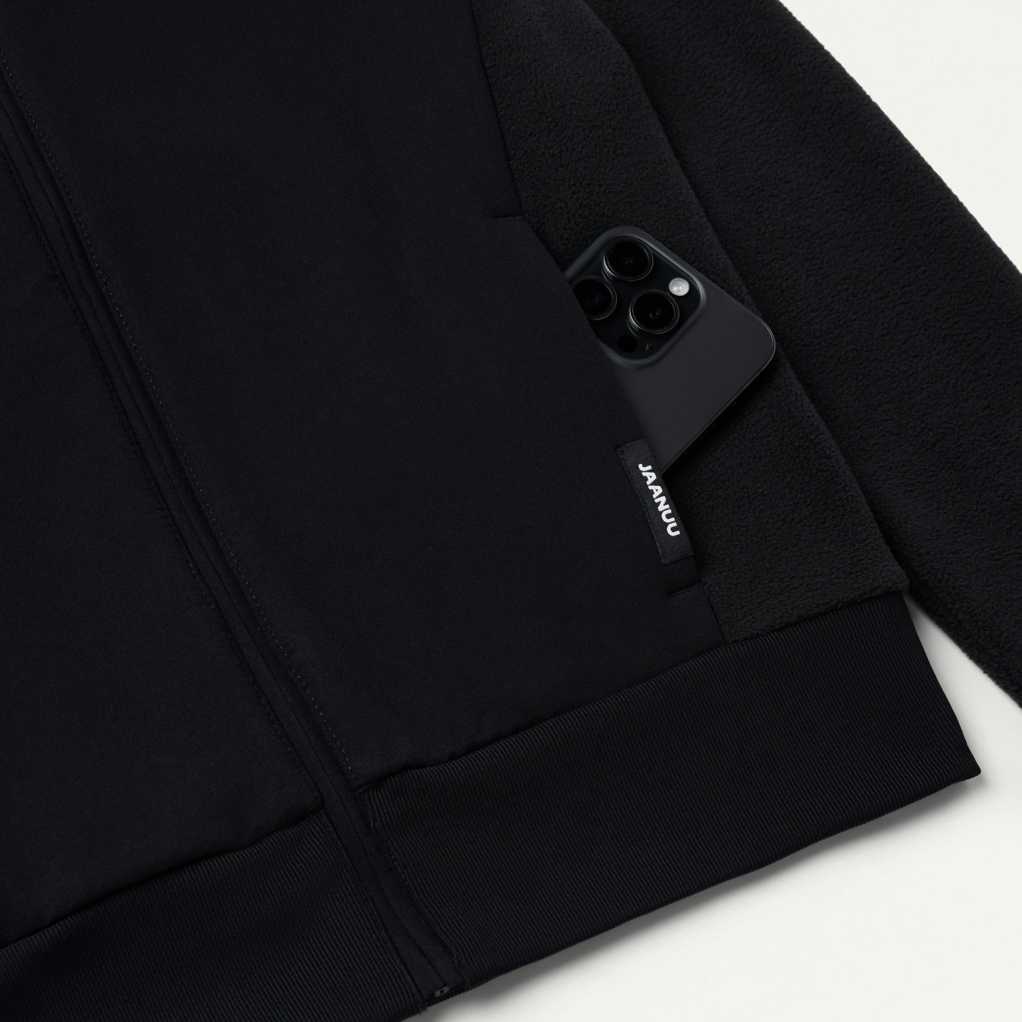 Cloud Hybrid Fleece Bomber Jacket - Black