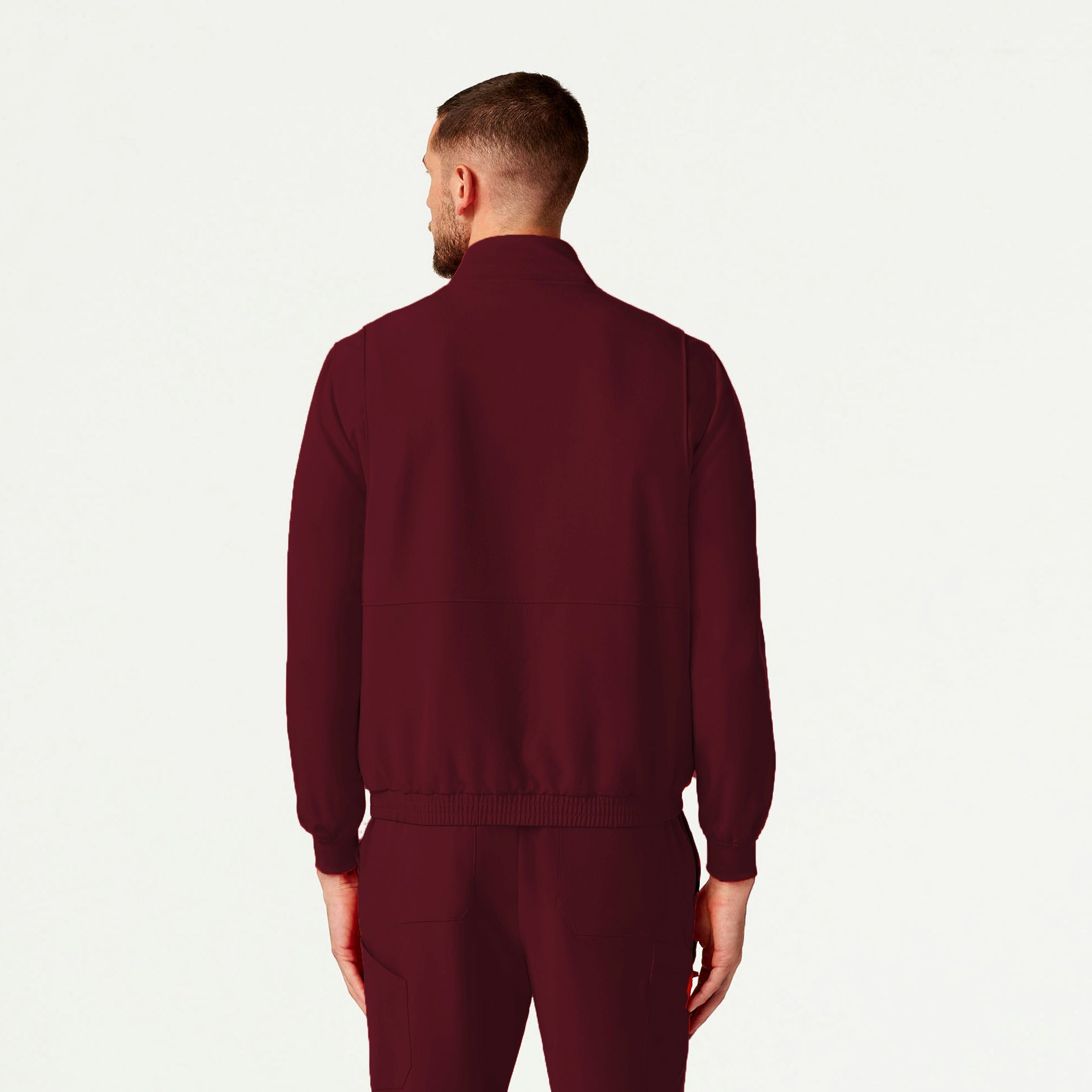 Wolfe Everyday 6-Pocket Scrub Jacket - Burgundy