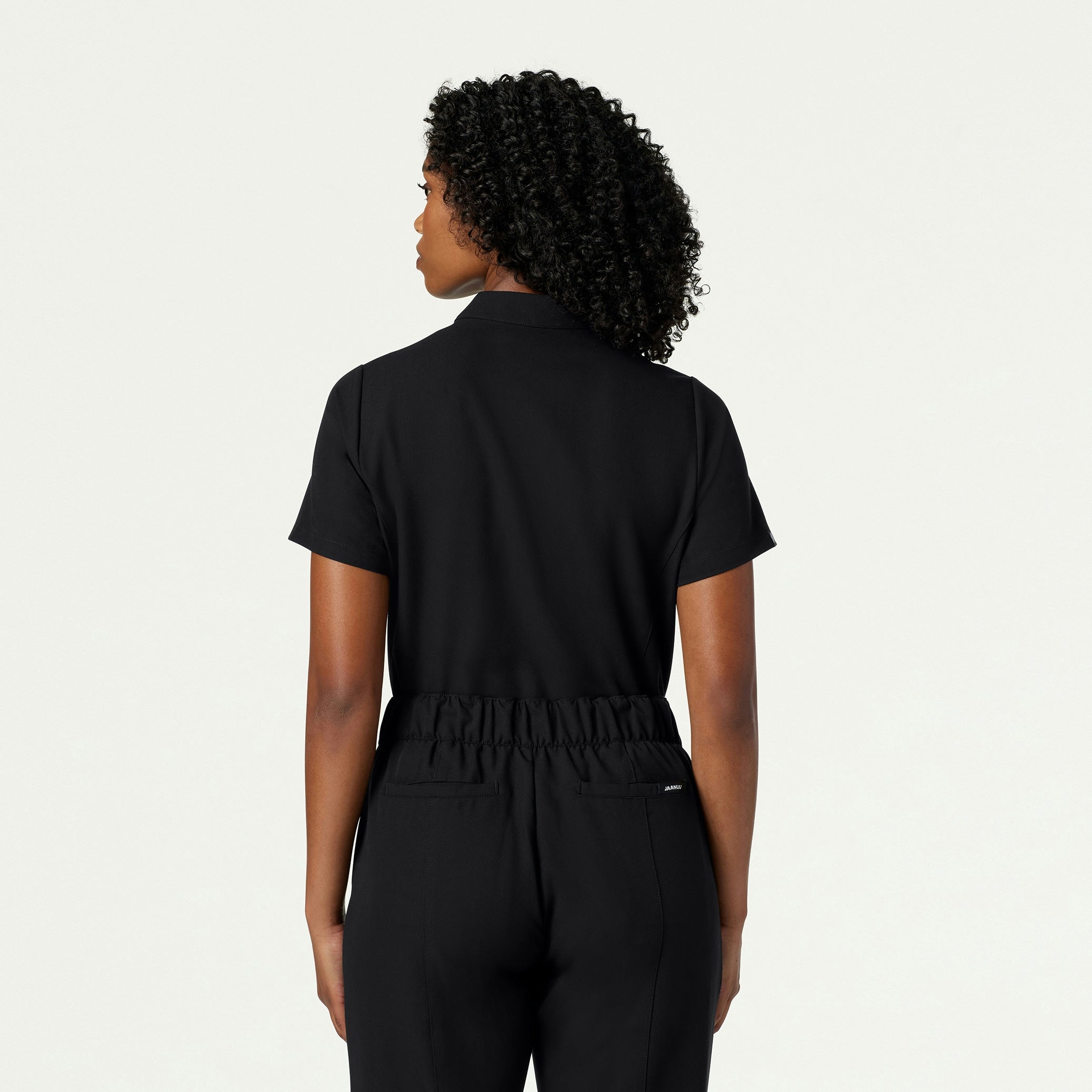 Savi Tuck-In Stand-Collar Scrub Top - Black