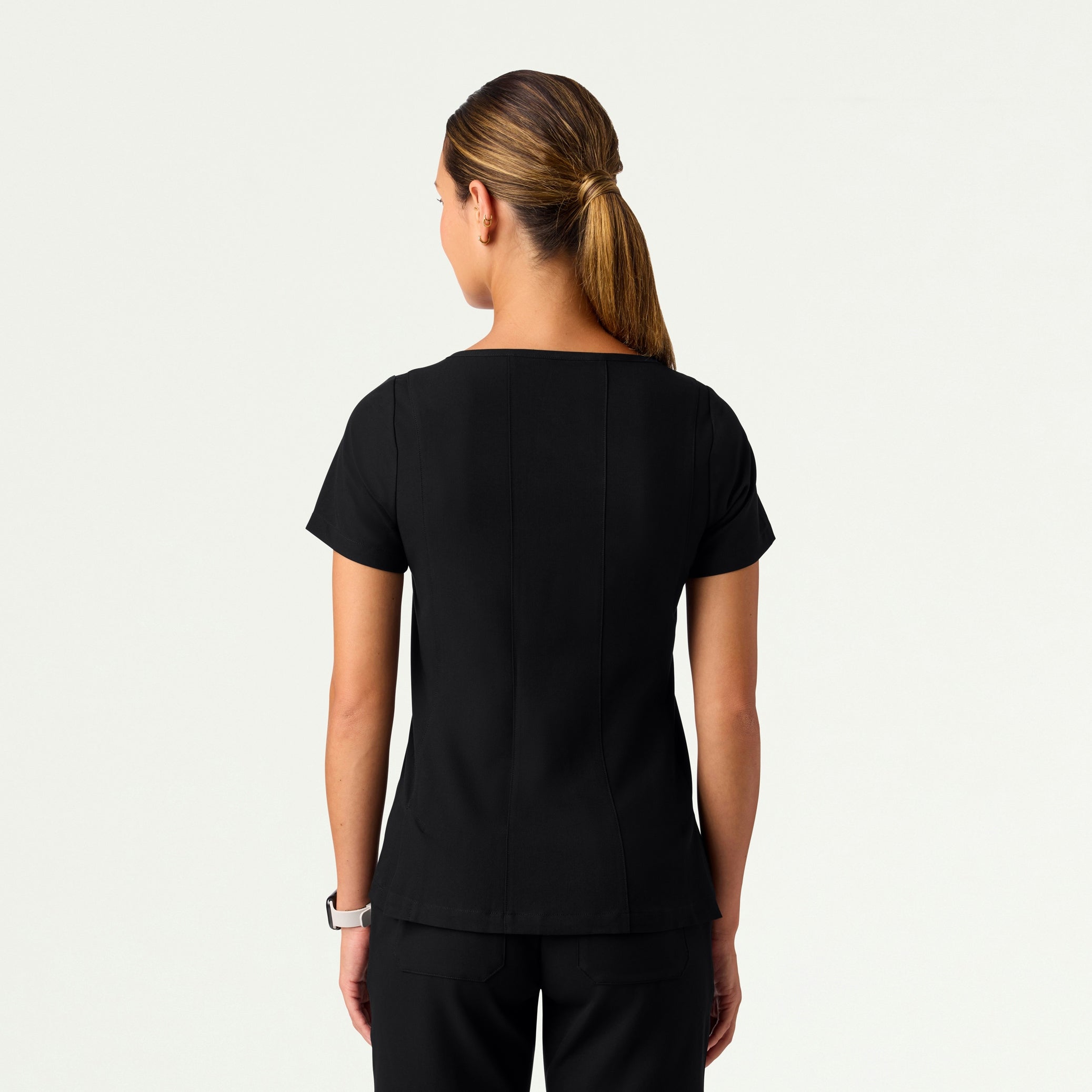 Emery Slim Square-Neck Scrub Top - Black