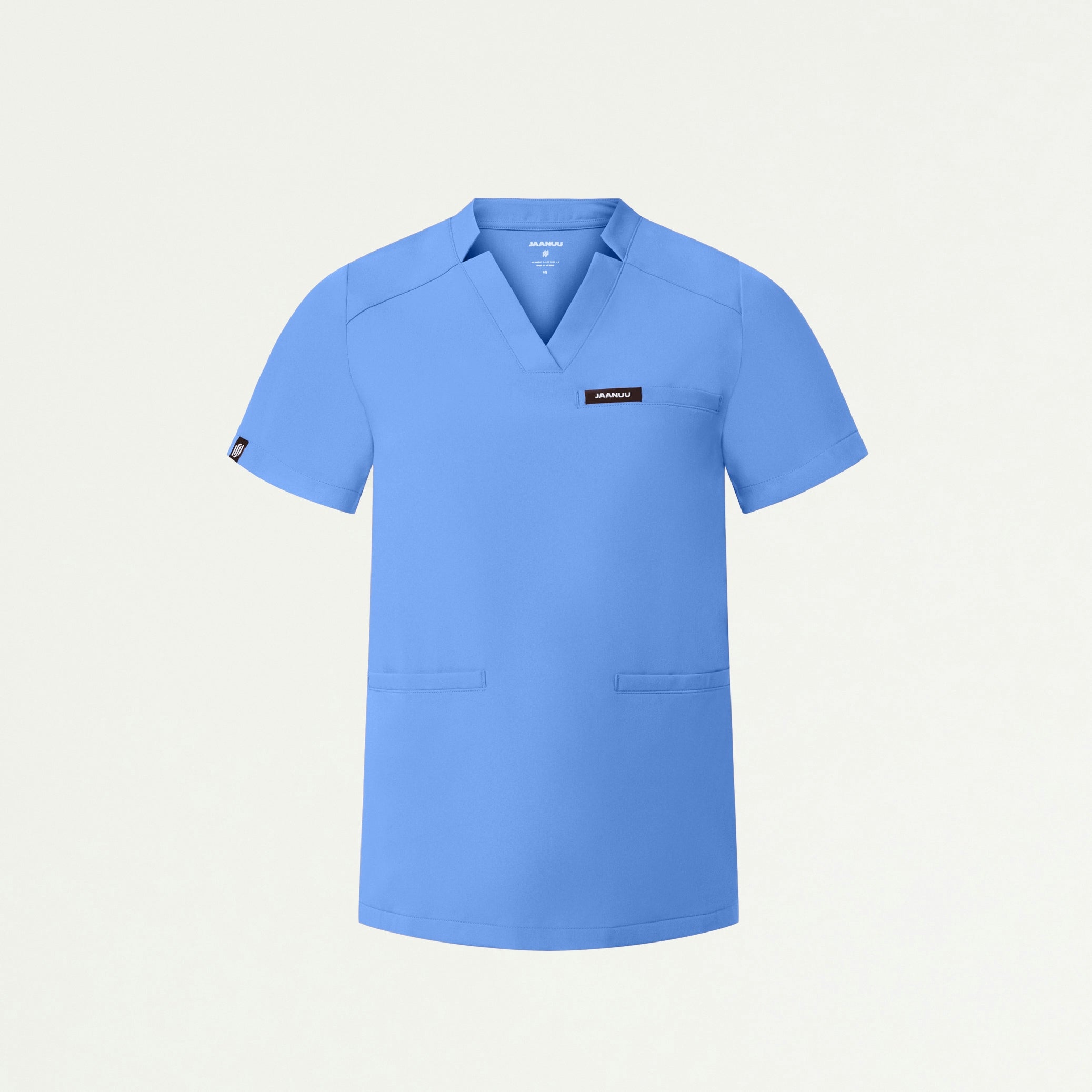 Helia Notched V-Neck Scrub Top - Ceil Blue