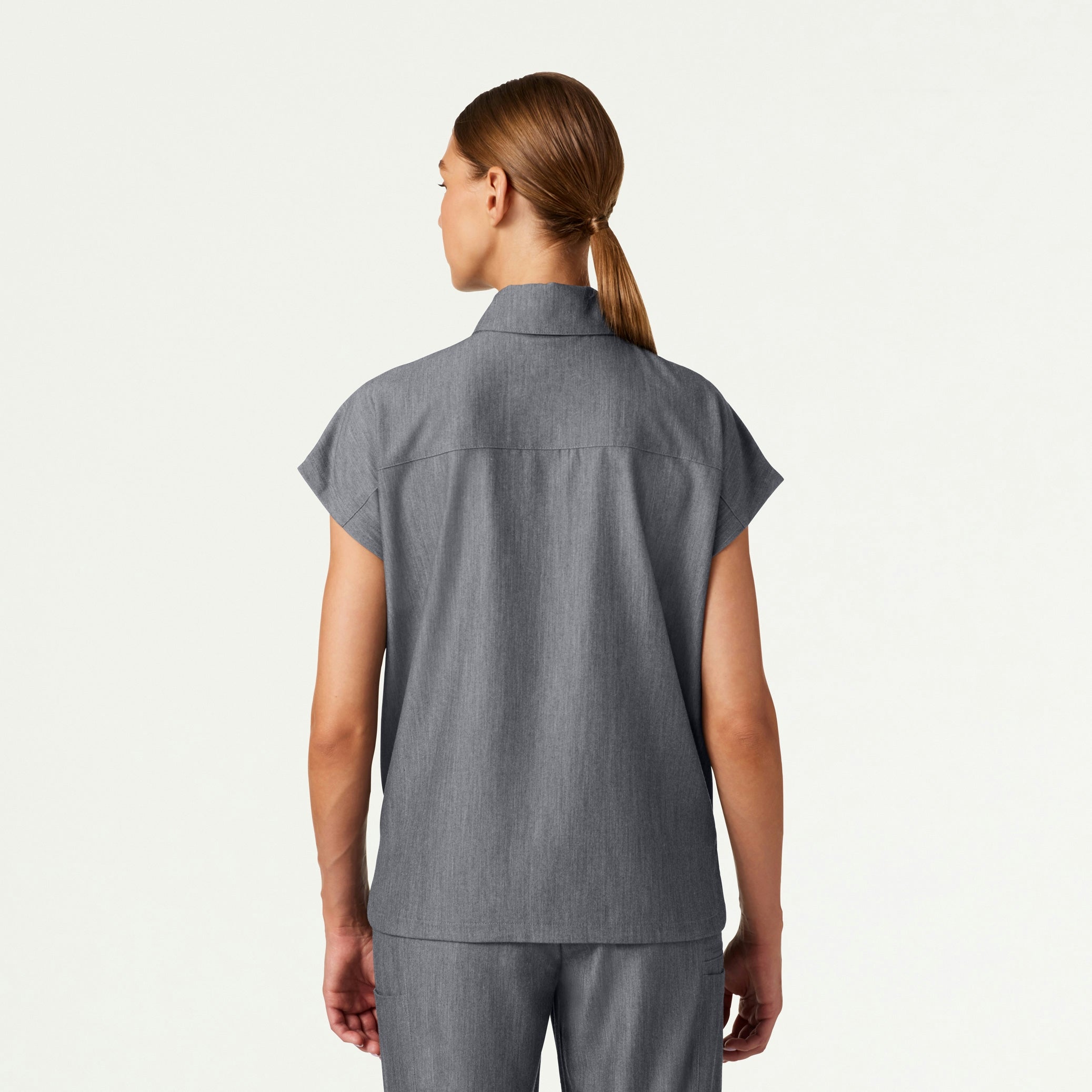 Acta Oversized 2-Pocket Scrub Top - Heather Gray